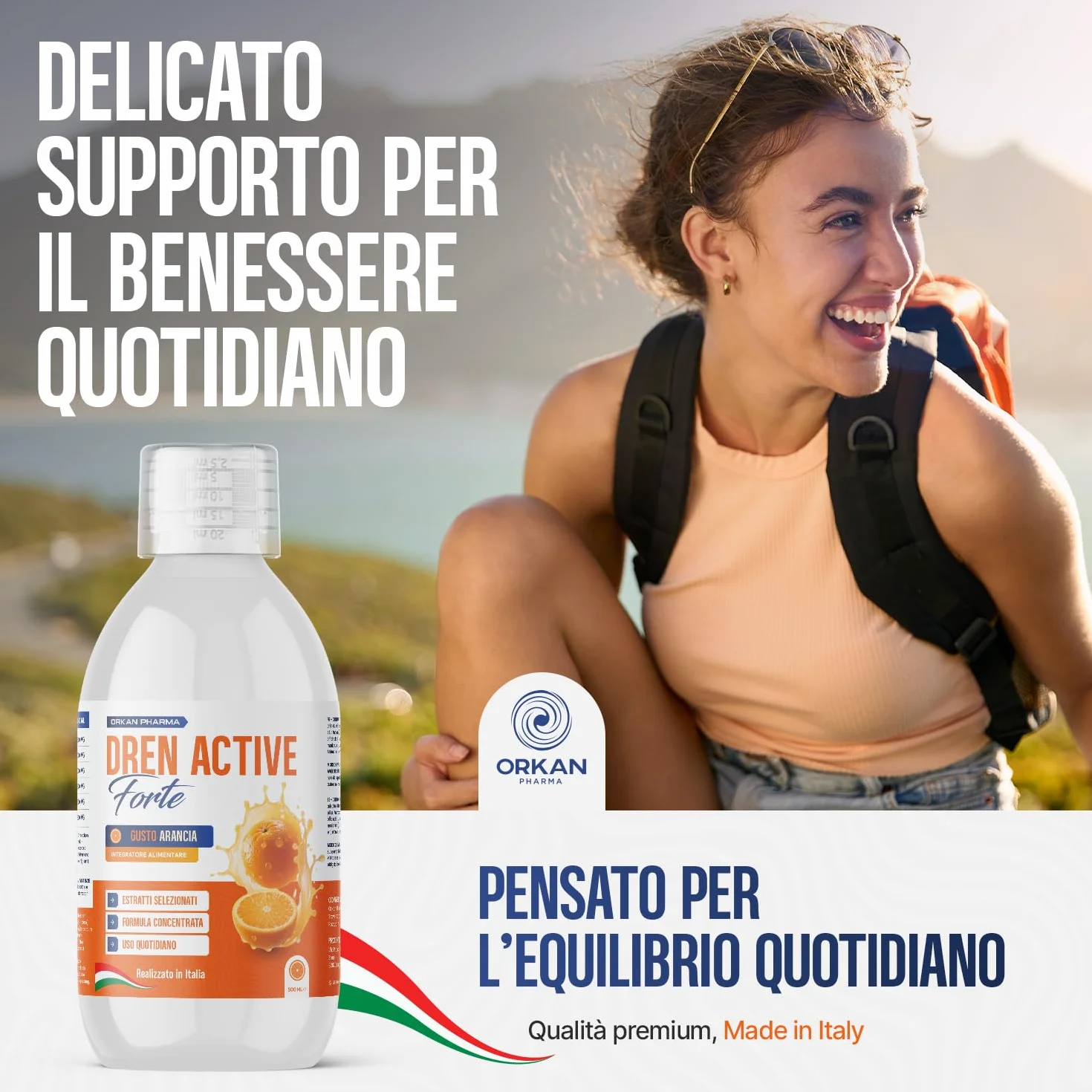 Diuretico Drenante Forte Detox Anticellulite 500 ML Gusto Arancia Made in Italy