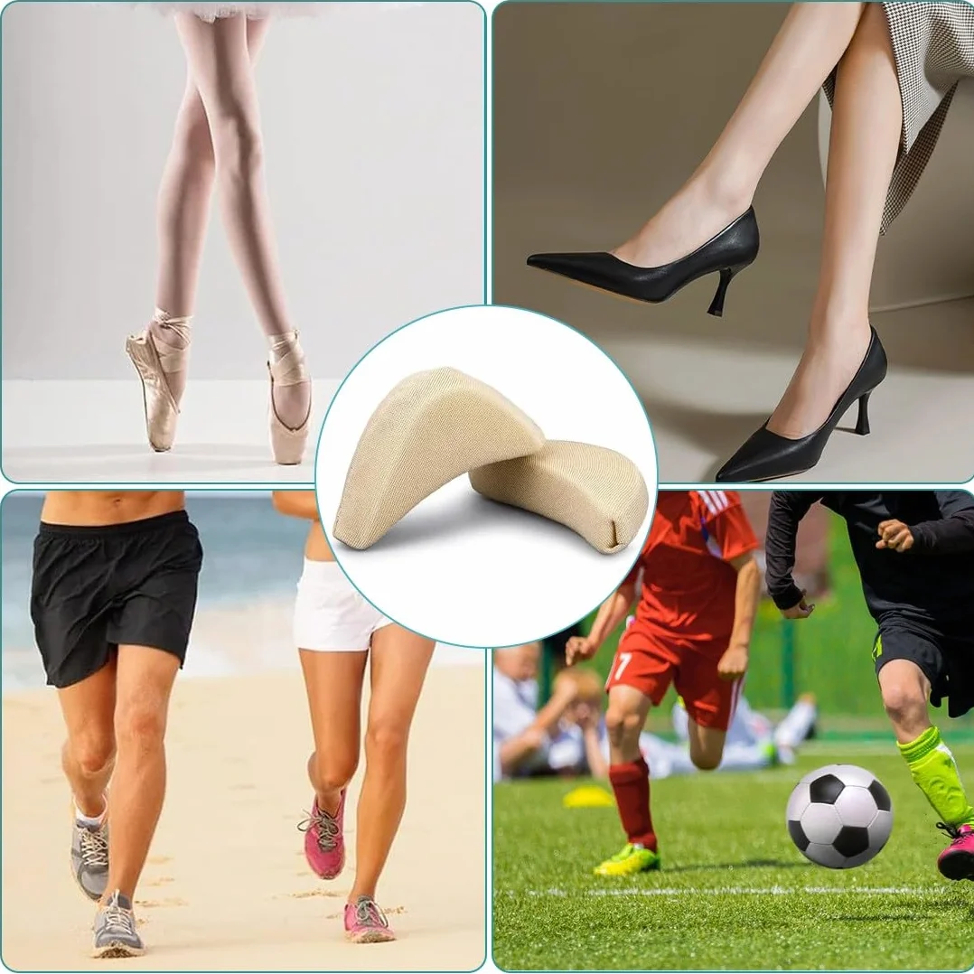Riempitivi Scarpe Inserti Cuscinetto Punta Scarpe Comfort Spugne Morbide Regolabili Poggiapiedi Tallone Sostegno Nero + Nudo