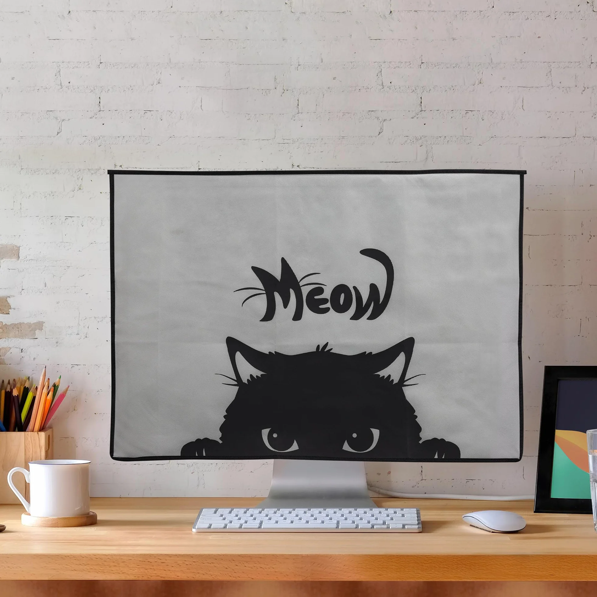 kwmobile Cover compatibile con 27-28" monitor - Fodero per Monitor - Copertura Antipolvere Schermo PC con 2 Tasche Extra - grigio/nero