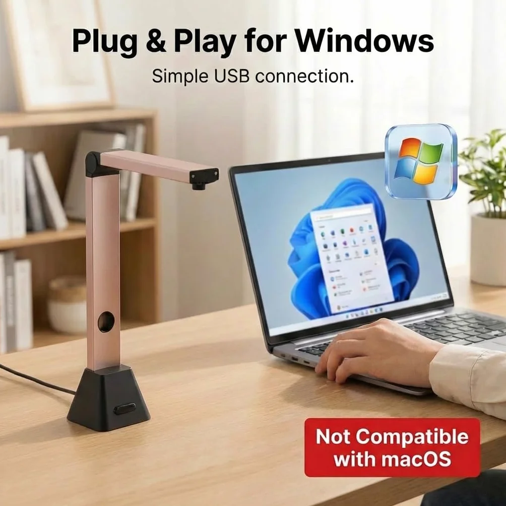 Scanner Documenti Portatile A3 13MP Alta Definizione Scansione Multi-Formato con OCR 130 Lingue USB per Casa Ufficio