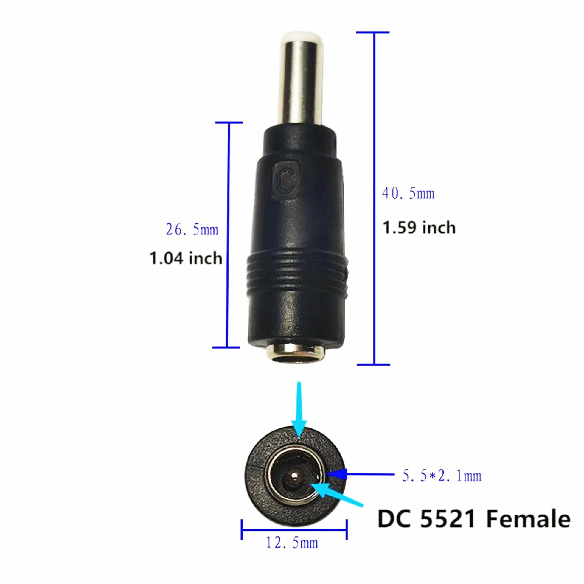 Adattatore di alimentazione DC Connettore DC 5,5 x 2,5 mm maschio a DC 5,5 x 2,1 mm femmina per l'interfaccia del computer portatile Adattatore cavo di alimentazione 2 pezzi