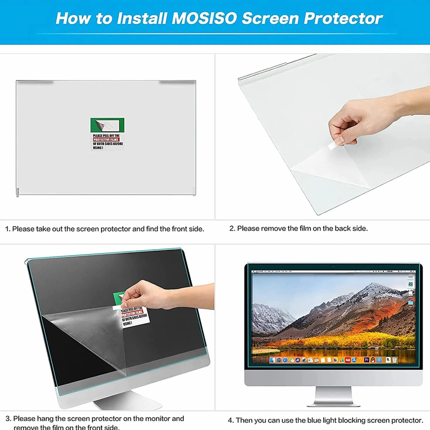 ALXDR Filtro Schermo Anti Luce Blu per Monitor da 24"(per 23" - 24"Misurati in Diagonale 16: 9/16: 10)
