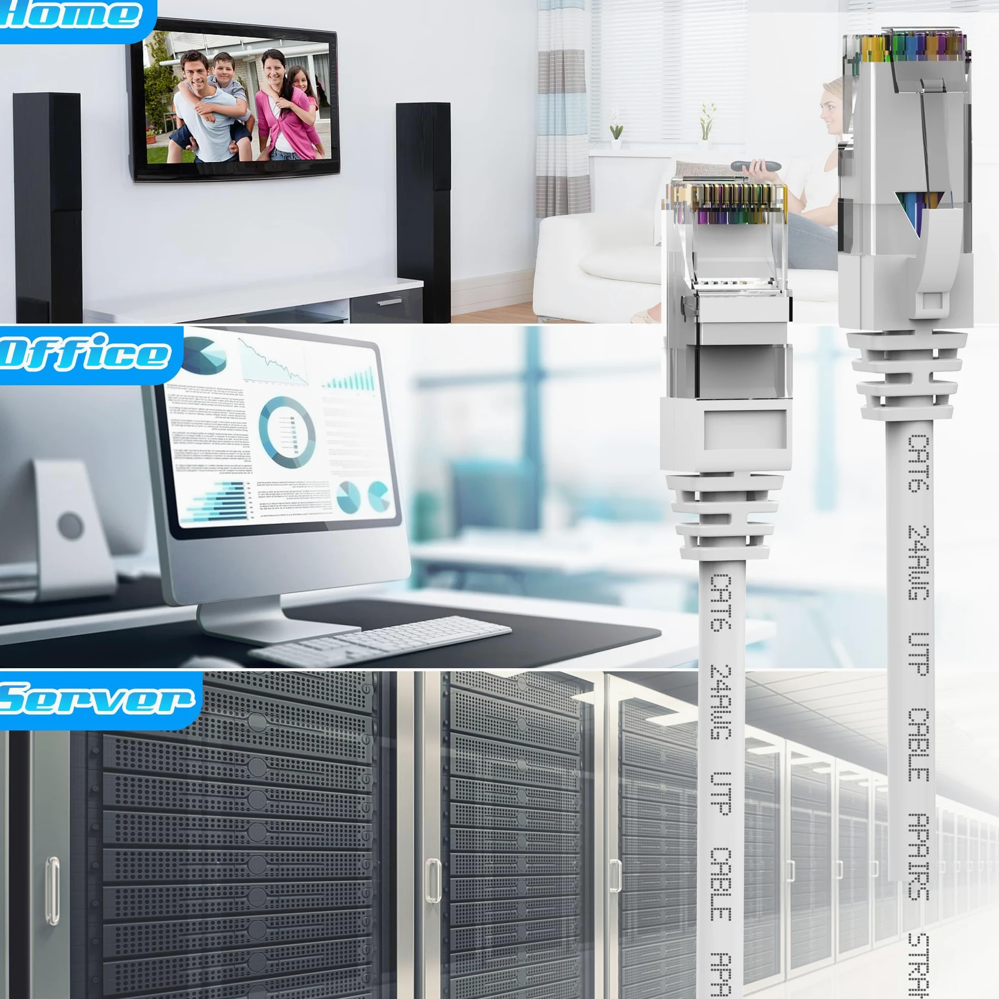 Cavo Ethernet Cat6 250 piedi, cavo patch Cat 6, cavo Cat6, cavo di rete, cavo Internet 24AWG, UTP CCA - bianco 250FT
