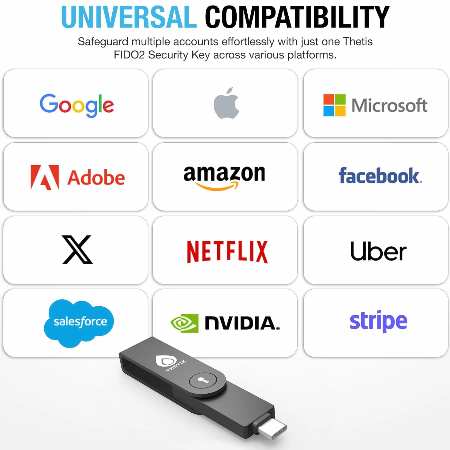 Thetis Pro-C FIDO2 (L2) Chiave di Sicurezza Passkey con USB C & NFC, Autenticatore TOTP/HOTP APP, Autenticazione a Due Fattori FIDO 2.0 2FA MFA, Supporta Windows/macOS/Linux/Gmail/Facebook/Dropbox