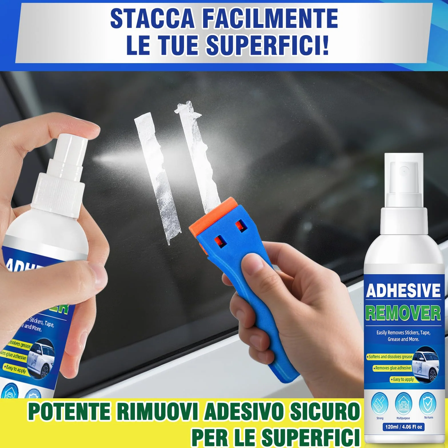 Rimuovi Colla Spray Potente per Adesivi, Silicon, Etichette su Vetri, Legno, Metallo