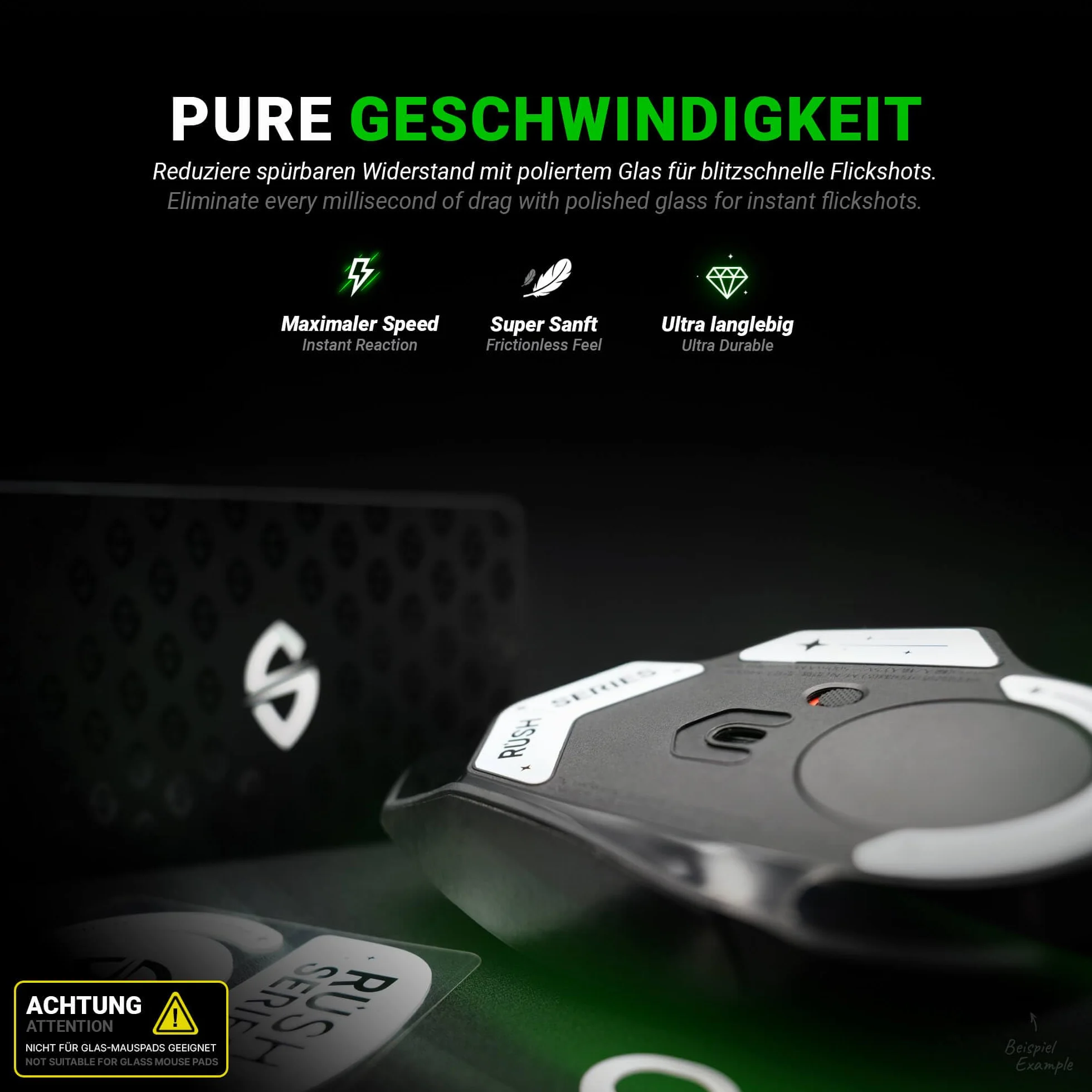 SensoryBoost Rush Piedini in Vetro per Logitech G PRO X Superlight 2 - Ultra veloce, bordi arrotondati, Accessori Mouse