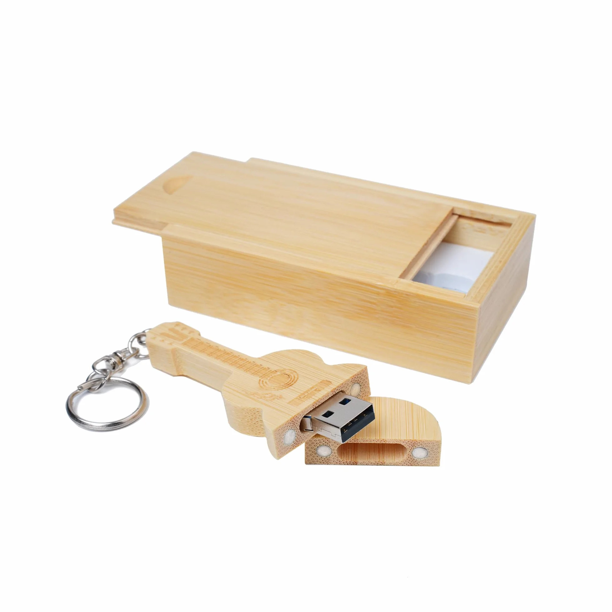 Chiavetta USB in legno di acero a forma di chitarra in scatola di legno Bamboo wood 2.0/8GB