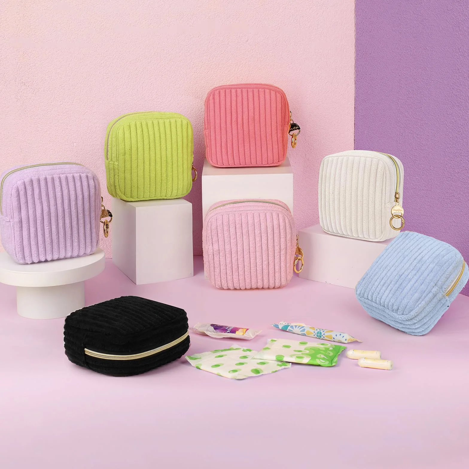 Pochette Porta Assorbenti Igienici con Cerniera Piccola Portatile Viola