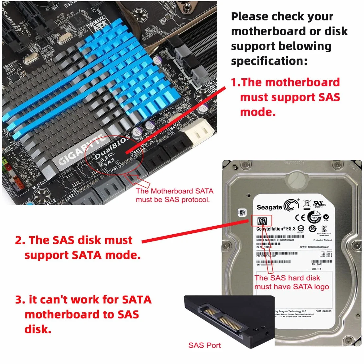 CY Adattatore SAS SFF-8482 SAS 29 Pin a SATA 22Pin Hard Disk Drive Raid Extension Adapter
