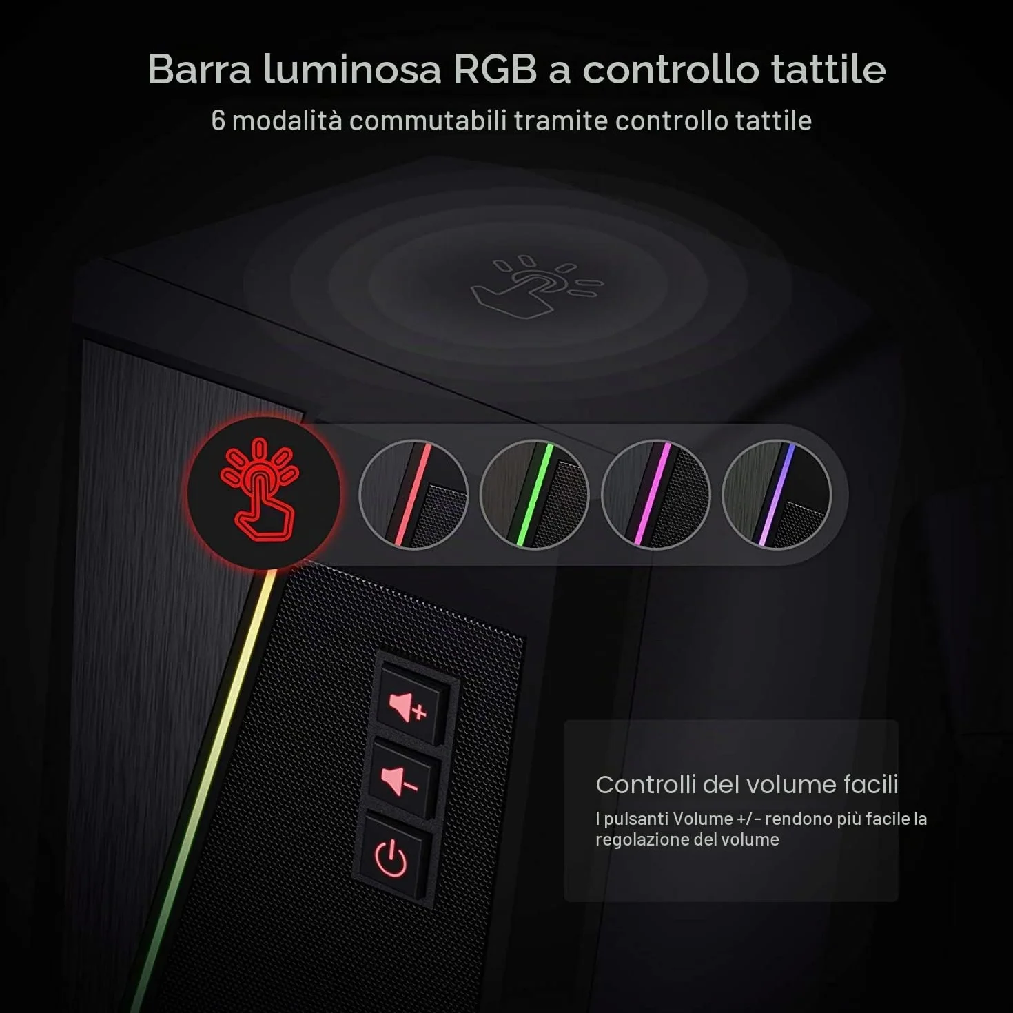 Redragon GS520 Anvil RGB Desktop Altoparlanti stereo PC 2.0 canali LED bassi potenziati controllo volume