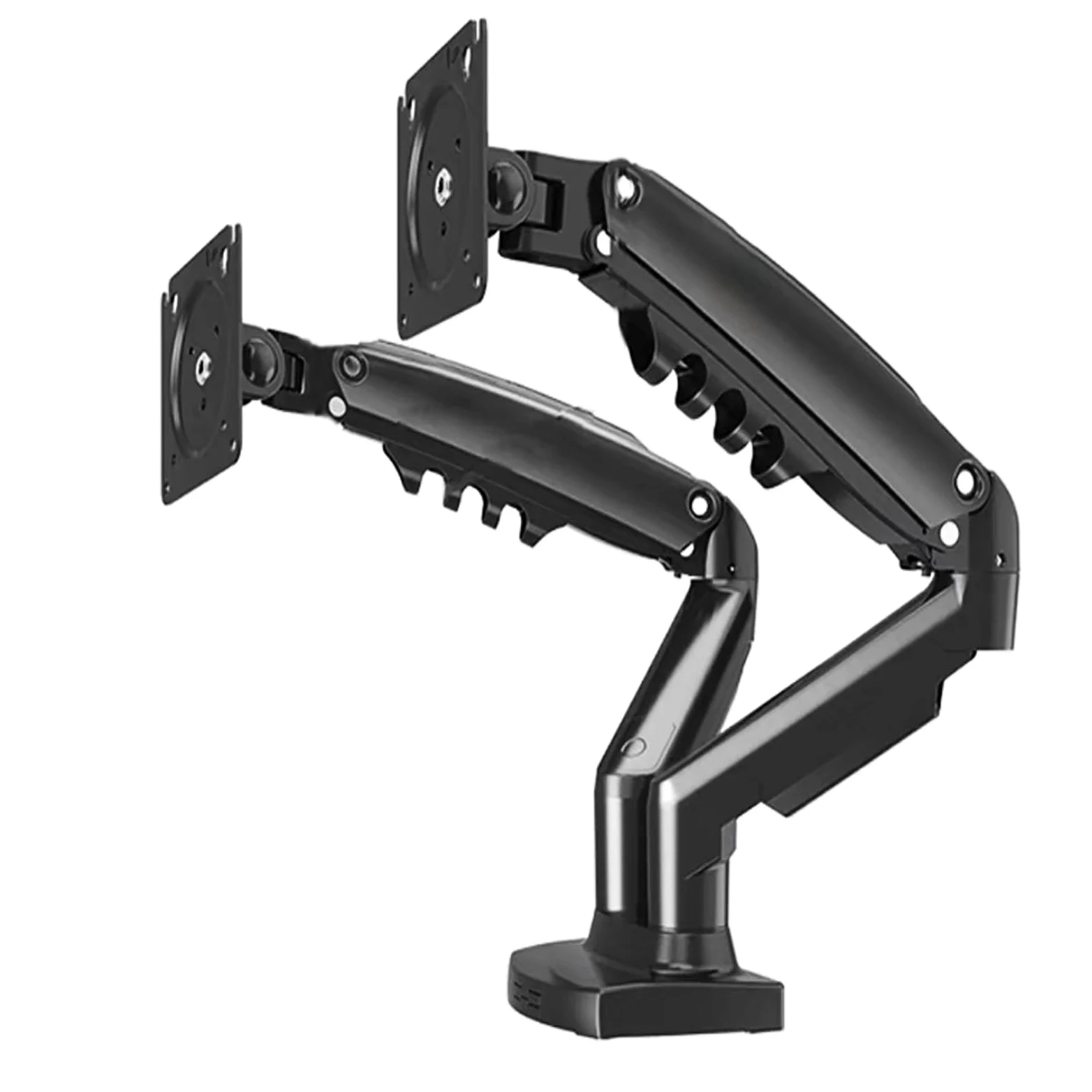 Supporto doppio monitor per 2 monitor, braccio regolabile con molla a gas Full Motion, schermi da 10-27", 2-9 kg per braccio, inclinazione, rotazione, altezza regolabile