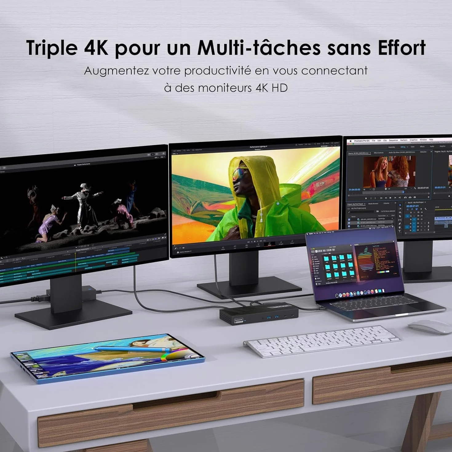 WAVLINK DisplayLink Docking Station USB-C 15 in 1, compatibile con MacBook Neo, Triple 4K Monitor (3X HDMI + 2X DP), 100W PD, 10 Gbit/s, Gigabit LAN, Audio/Mic, per Windows e Mac (incluso M1/M2/M3)