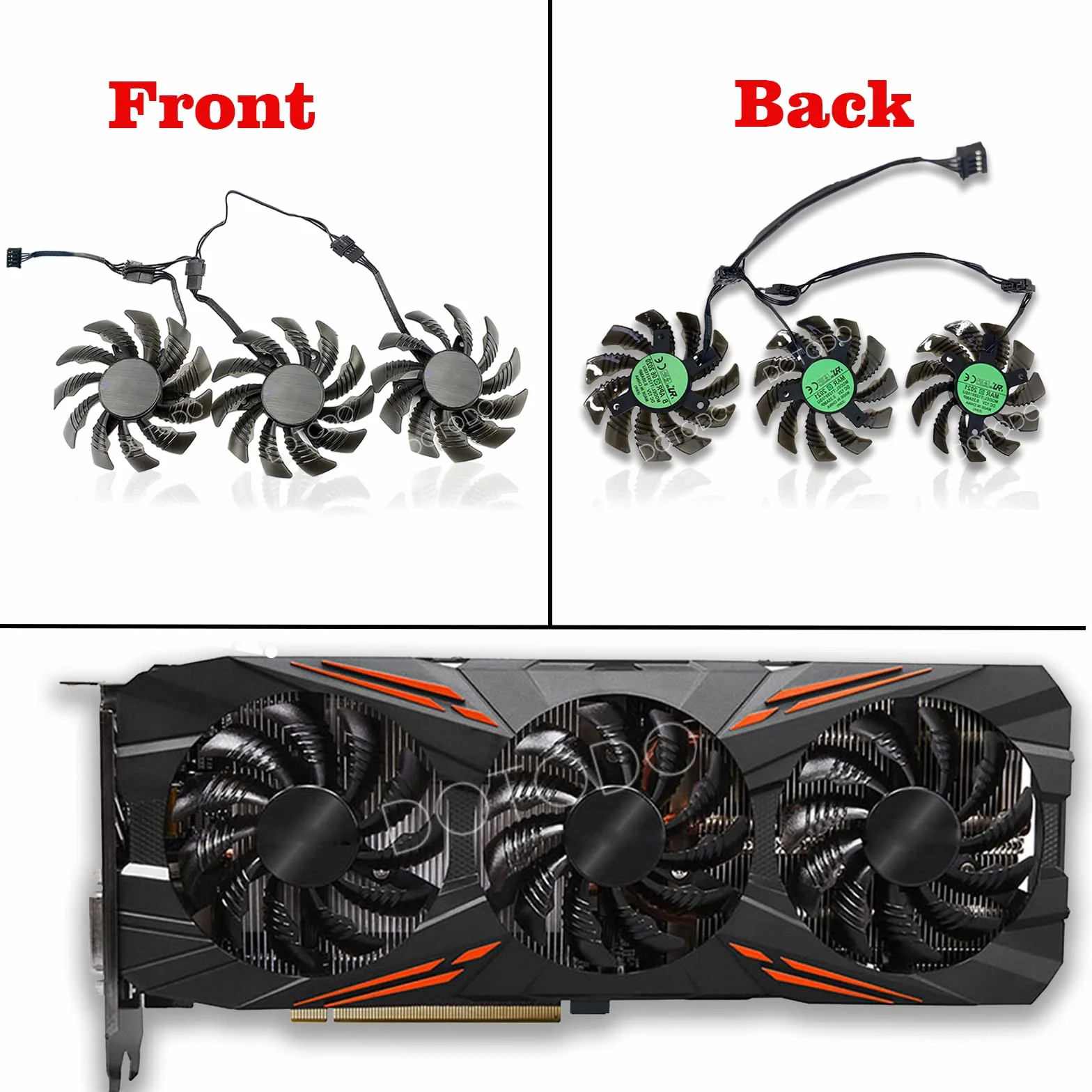 Ventola di raffreddamento 75 MM T128010SU 0.35A per Gigabyte AORUS GTX 1080 1070 Ti G1 Gaming Fan GTX 1070Ti G1 Gaming Ventola di raffreddamento per scheda video (Fan-3 pz)