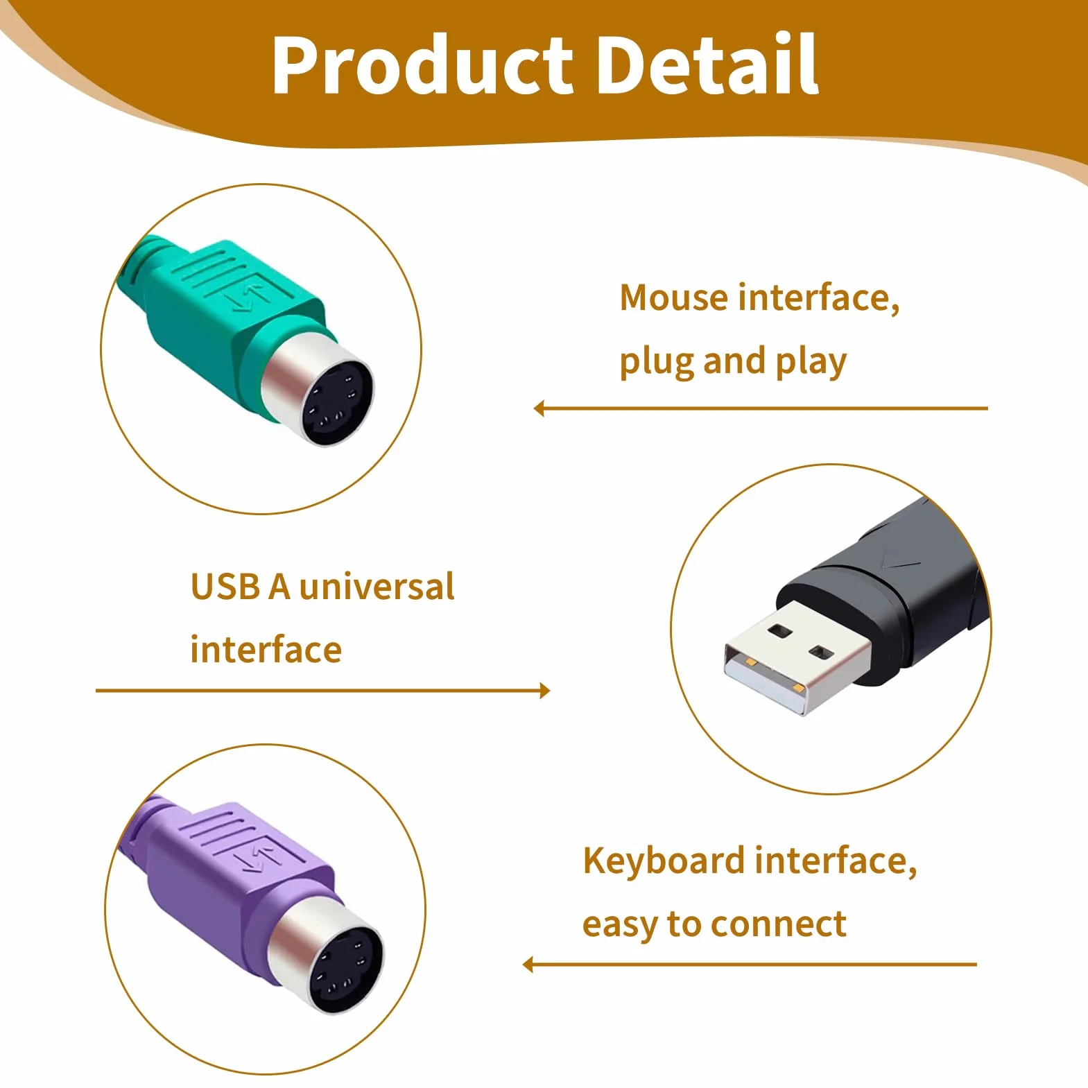 2 Pezzi Adattatore PS2/USB, Convertitore PS2 Uno/Doppio Cavo, Convertitore USB a 2 porte PS/2 per Tastiera e Mouse, Compatibile con PC, laptop, Supporta Dispositivi PS/2 Standard Senza Driver