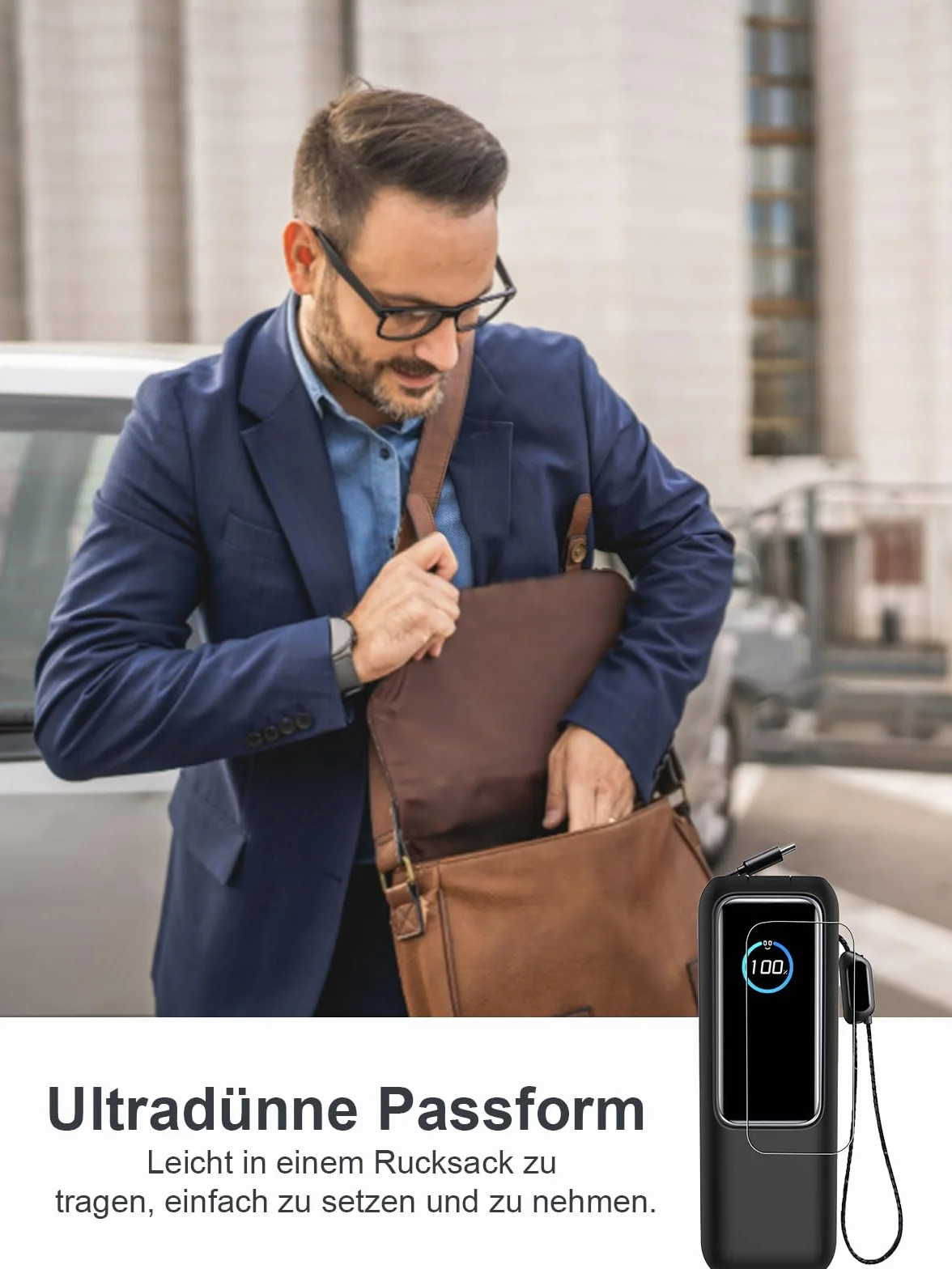 Custodia per Powerbank, 25000 mAh 165 W, contiene due pellicole morbide, protezione all-inclusive, anti-shock/graffi, protezione antigoccia, comoda da tenere, leggera e portatile (nero)