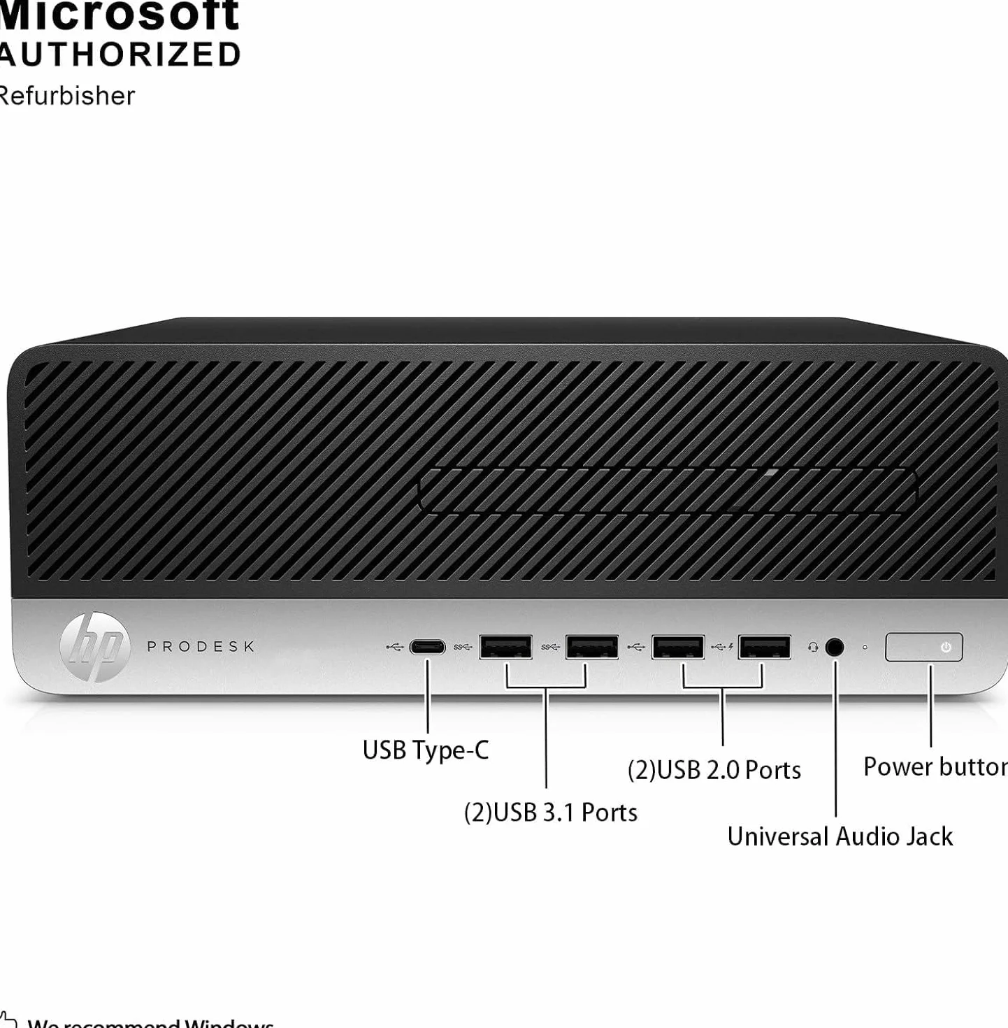 HP ProDesk 600 G3 SFF Desktop Computer PC, Intel Core i5-7500, 8 GB RAM, 256 GB SSD, WiFi, Bluetooth, tastiera US QWERTY Windows, 11 Pro (ricondizionato)