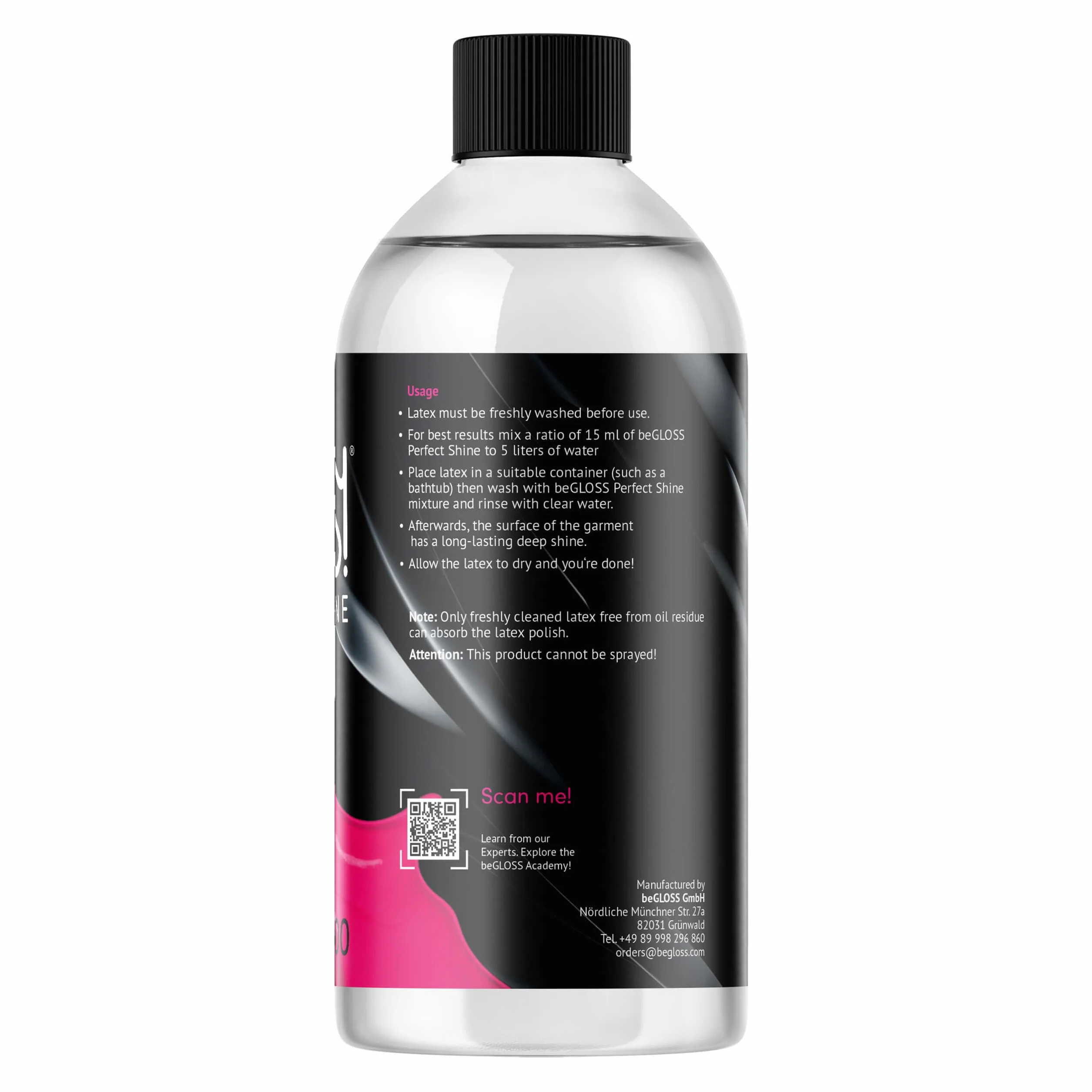 Begloss perfetto Shine 500 ml – Latex Polish – Ultimate High Gloss – Lubrificante per Gomma e Abbigliamento