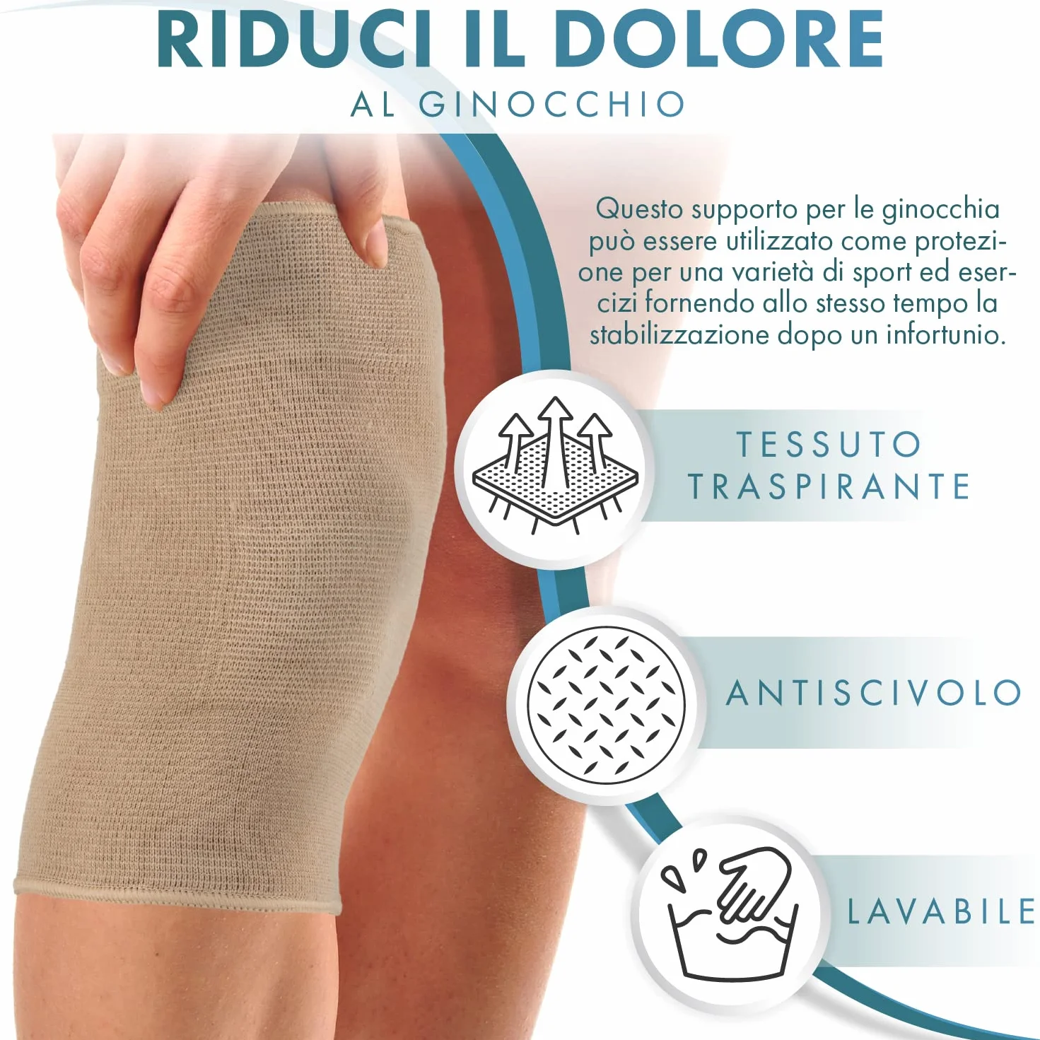 Actesso Ginocchiera Ortopedica Elasticizzata Supporto Ginocchio per Dolori Articolari