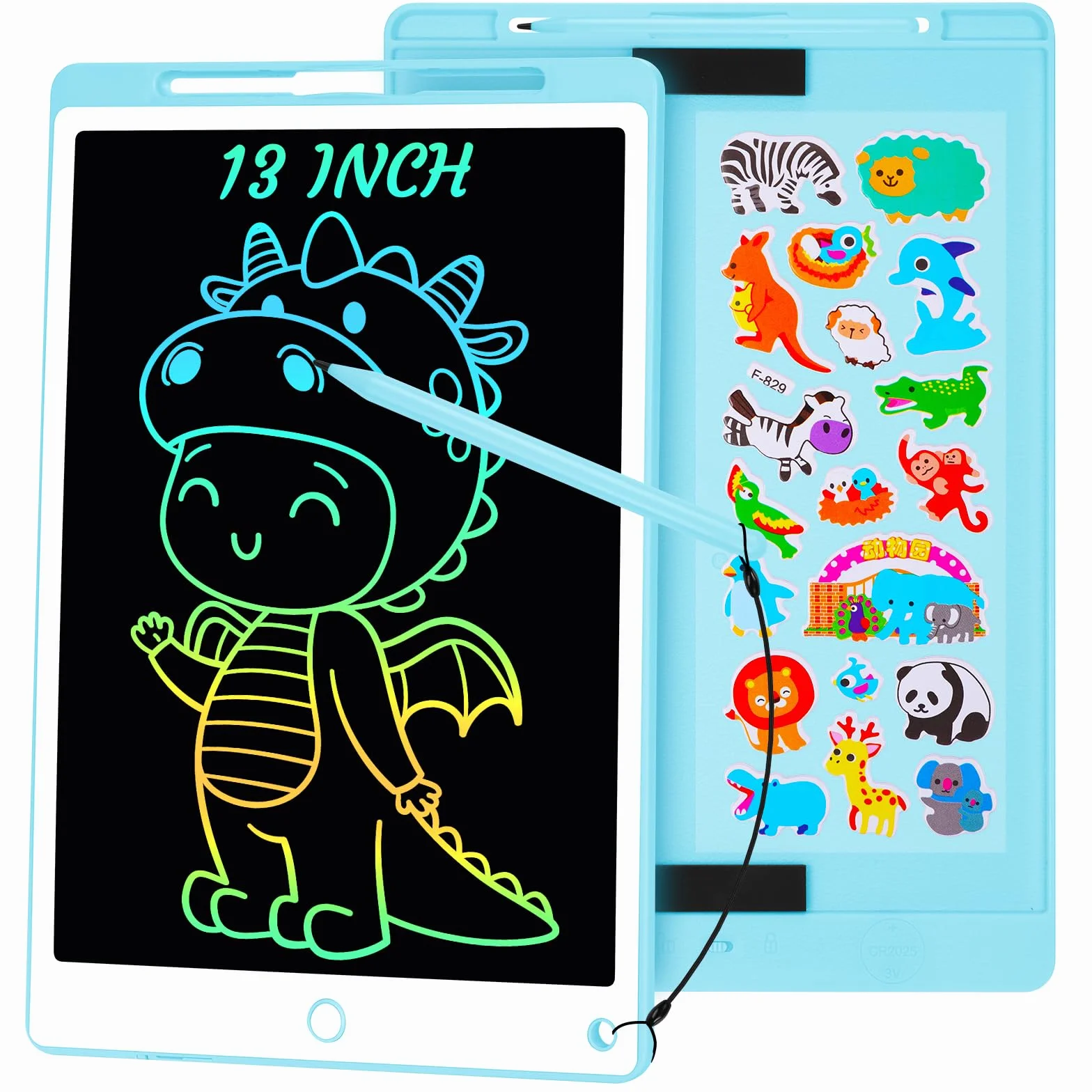 Tavoletta Grafica LCD 13 Pollici per Bambini con Schermo, Pulsante Elimina e Blocco, Blu