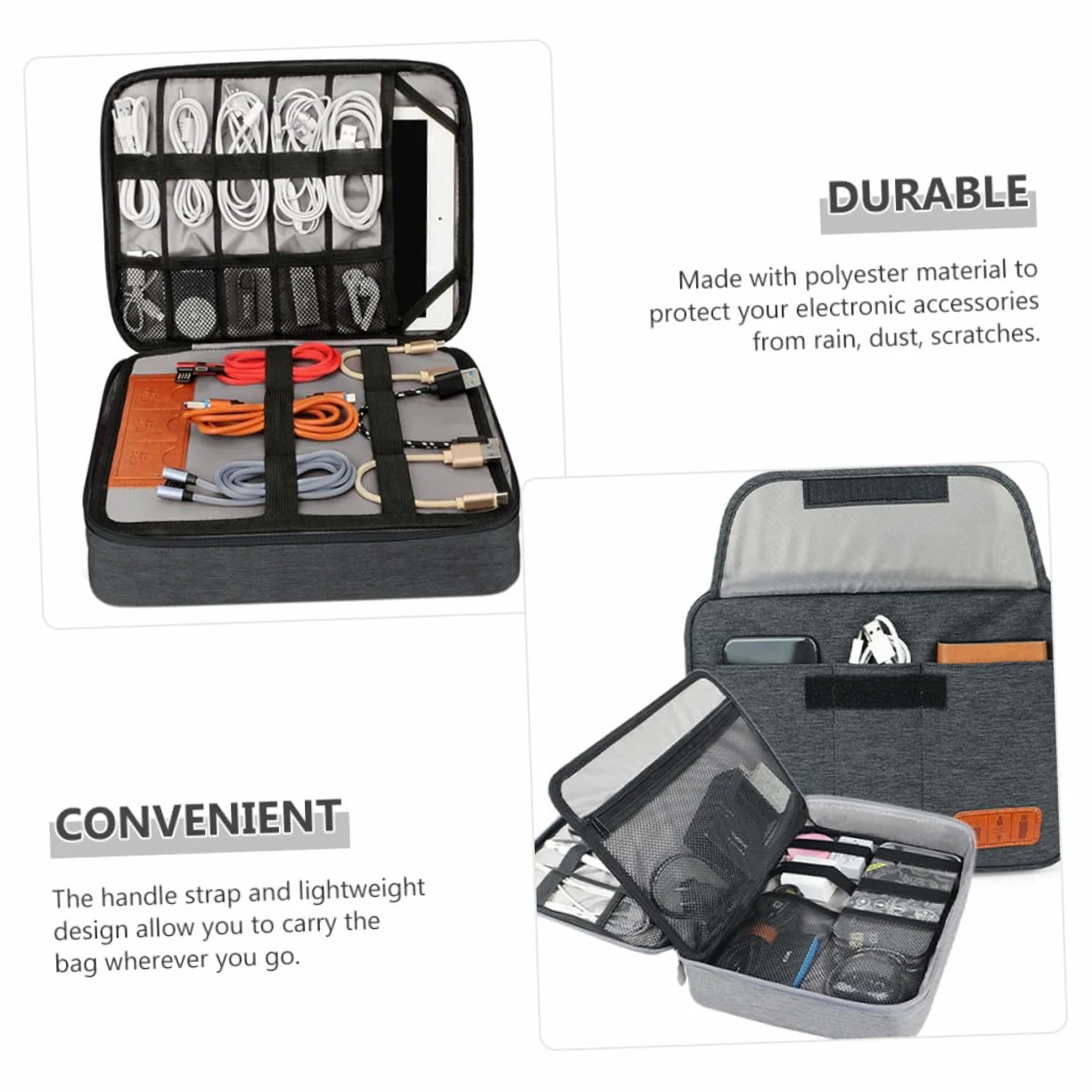 Homoyoyo Custodia Organizer per Cavi da Viaggio Borsa Porta Cavi Strati Organizzatore per Dispositivi Elettronici e Accessori Vari