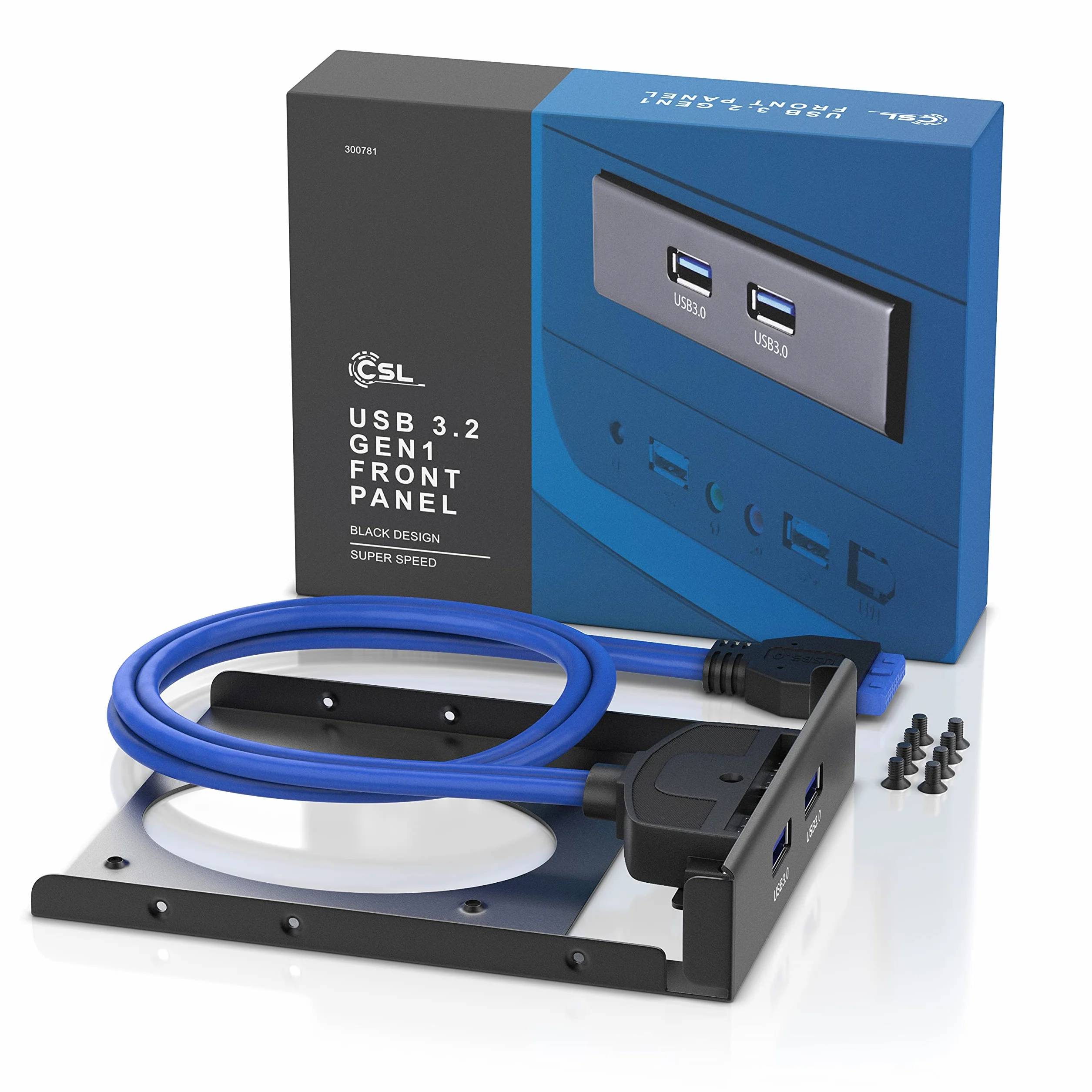 CSL - Pannello Frontale USB 3.2 Super Speed Hub per Drive da 3,5 inch con Cavetto per Scheda Madre a 19 Pin Lungo 50 cm - 8 Viti Incluse – Lettore Schede – Espansione Mobile Rack