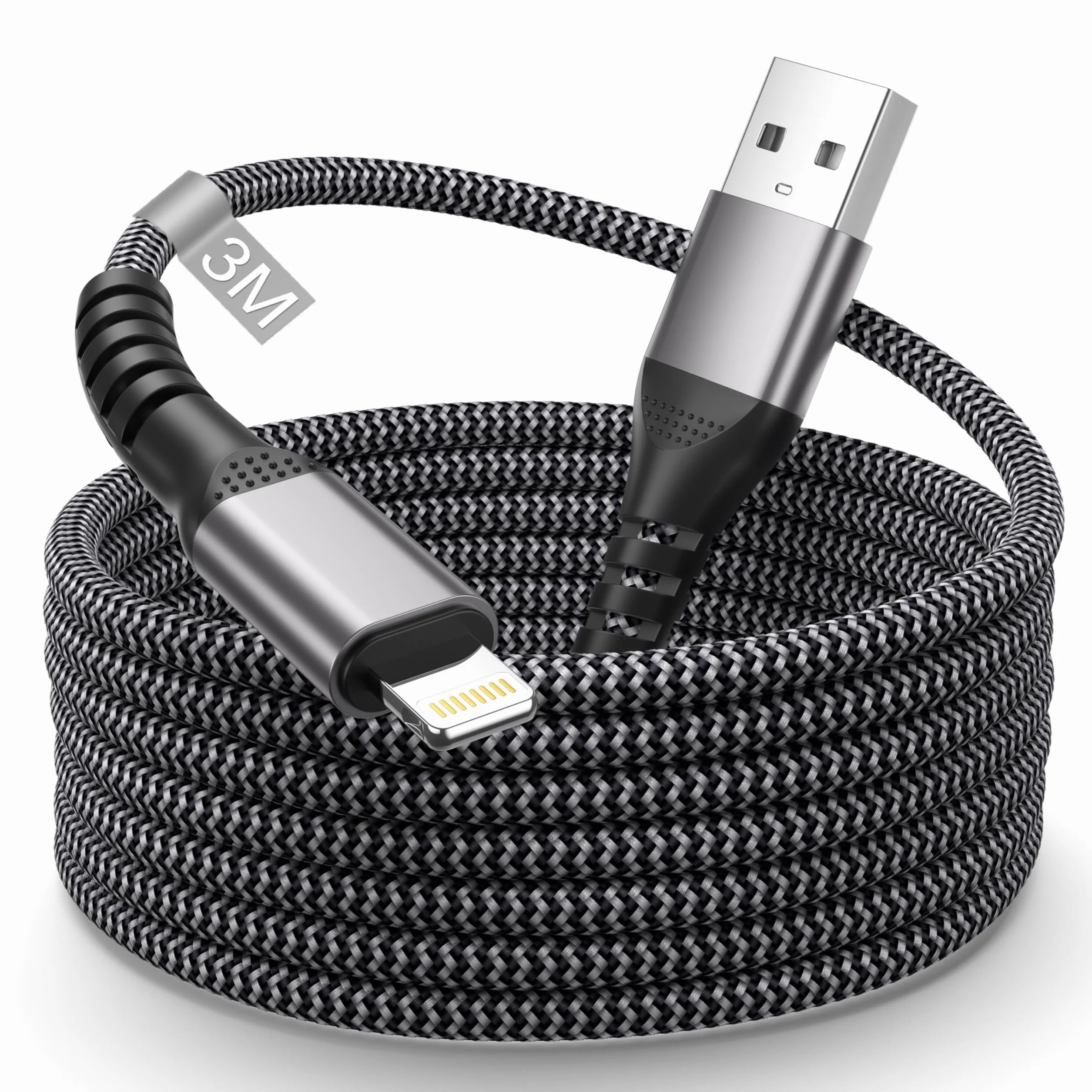 Cavo iPhone 3 Metri, Cavo Ricarica iPhone Cav Lightning 3M [Certificato MFi], Nylon Cavetto Phone Cavi Caricatore i-Phone Cavi USB Lightning Filo Caricatore per iPhone 14 13 12 11 Pro Max/8/7/SE