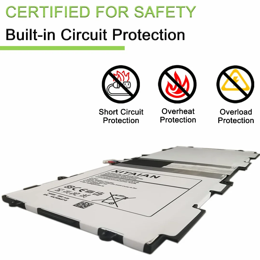 XITAIAN T4500E T4500C Batteria di Ricambio per Samsung Galaxy Tab 3 10.1 GT-P5200 (3G & WiFi) GT-P5210 (WiFi) GT-P5220 (LTE, 3G & WiFi) GT-P5213 P5210 P5200 P5220 P5213 3.8V 6800mAh