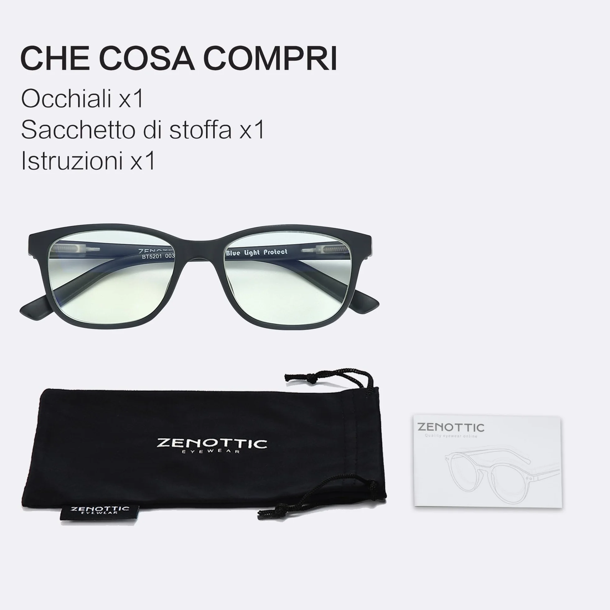 ZENOTTIC Occhiali Anti Luce Blu Bambini Computer Lenti Antiriflesso Protezione Occhi