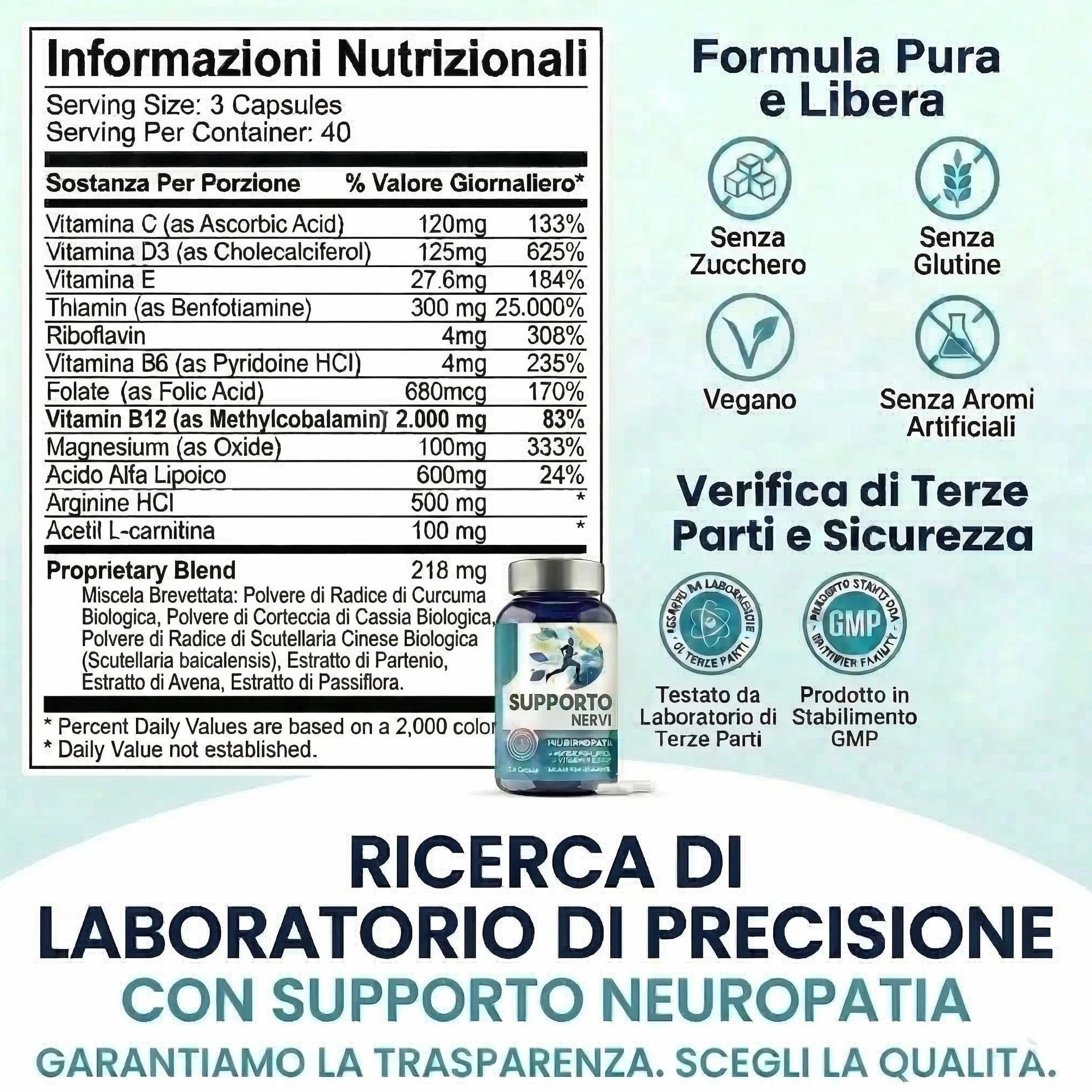 Acido Alfa Lipoico (ALA) 600mg Integratore Antiossidante Supporto Sistema Nervoso Benessere Metabolico