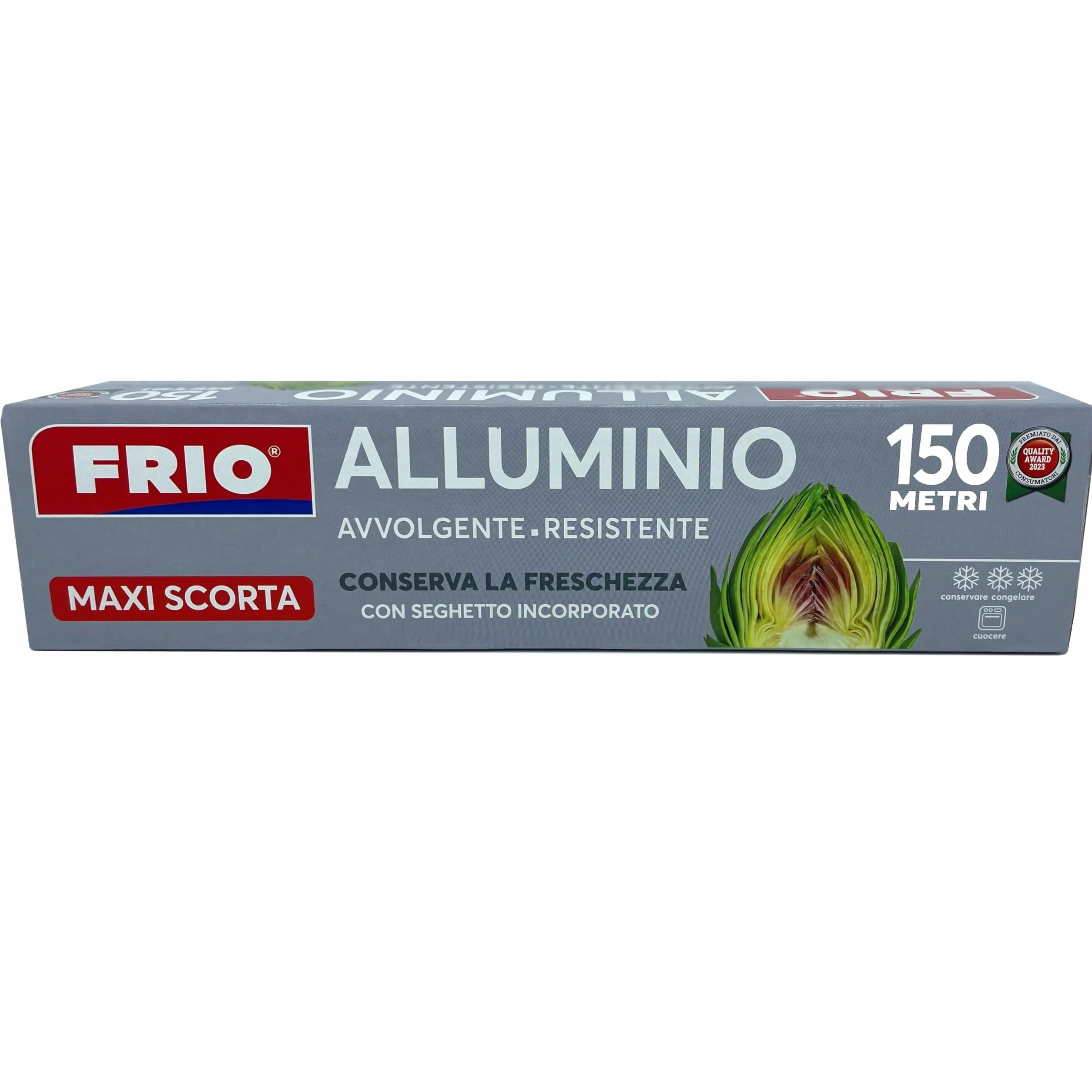 FRIO Carta Alluminio 150 Metri con Seghetto Incorporato per Cucina Professionale