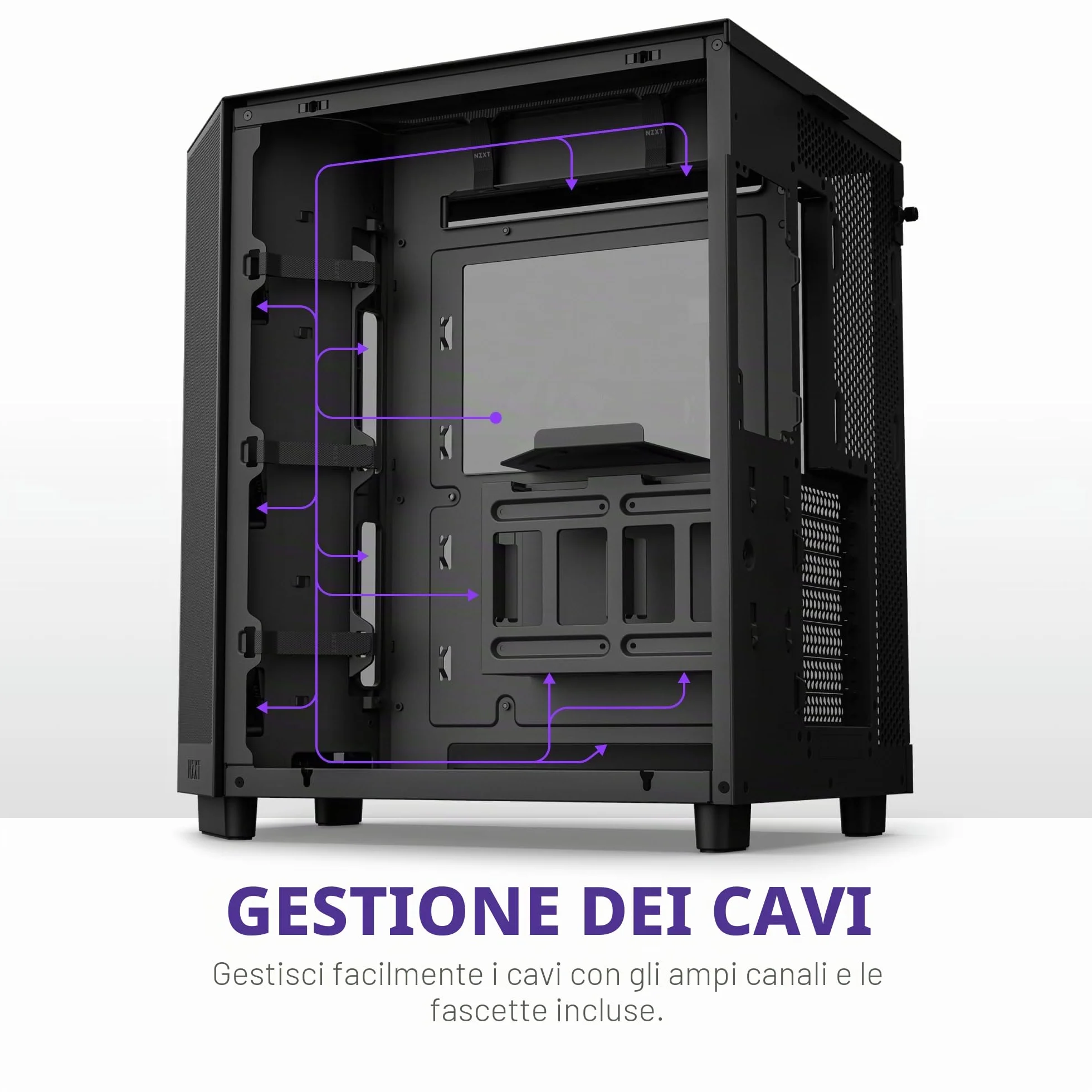 NZXT H6 Flow, CC-H61FB-01, Case Mid-Tower Compatto a Doppia Camera con Flusso d'Aria, Pannelli in Vetro Panoramico, Flusso d'Aria ad Alte Prestazioni, Include 3 Ventole da 120 mm, Nero