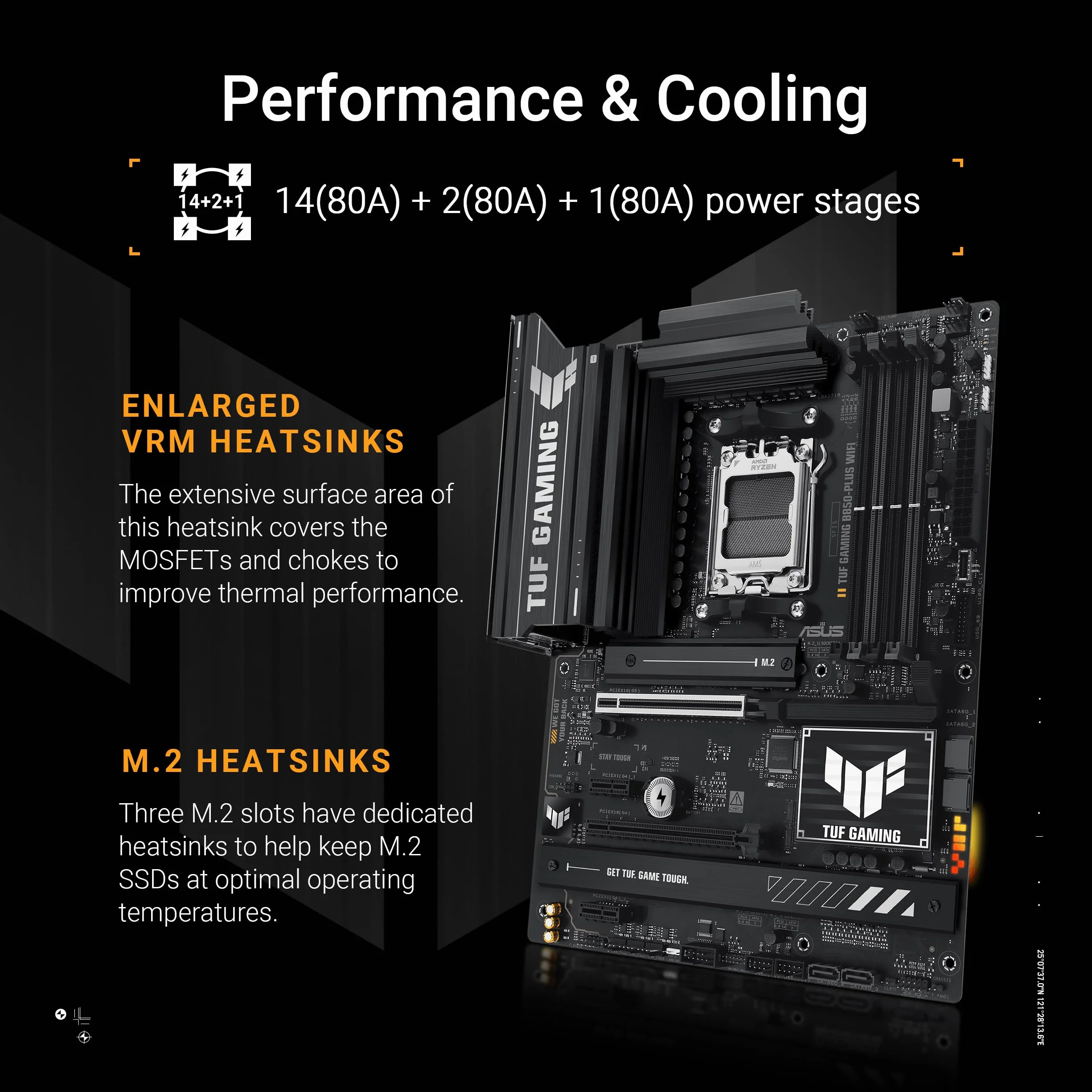 ASUS TUF Gaming B850-Plus WiFi, Scheda Madre AMD ATX, 14+2+1 Fasi Alimentazione, Slot DDR5, PCIe 5.0, 3 slot M.2, WiFi 7, Ethernet Realtek 2,5 GB, USB-C da 20 Gbps, BIOS Flashback e Aura Sync