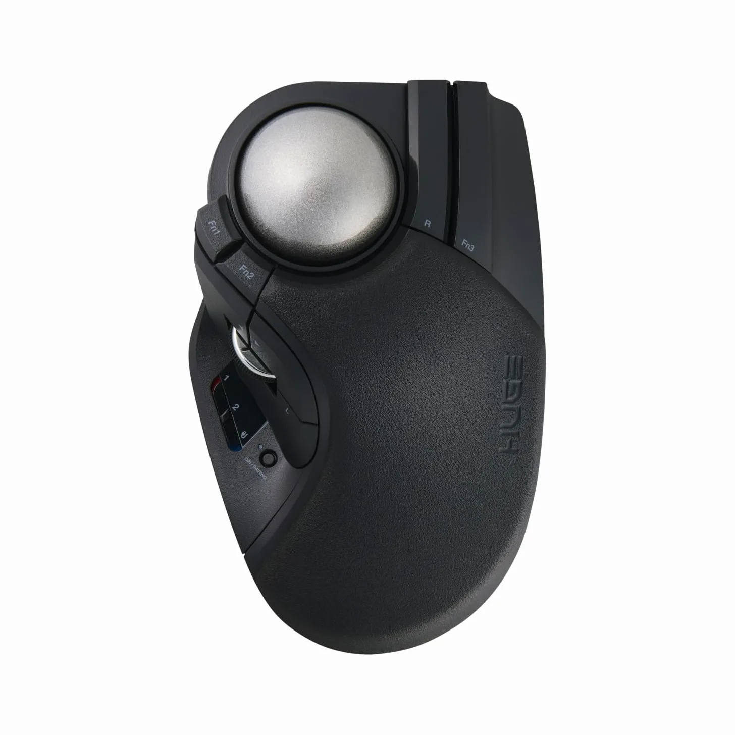 ELECOM Huge Plus - Mouse trackball wireless, ergonomico, palla grande da 52 mm, multi-connessione, Bluetooth, 2,4 GHz, Wireless, cablato, 10 pulsanti programmabili, ricaricabile, clic silenziosi, per
