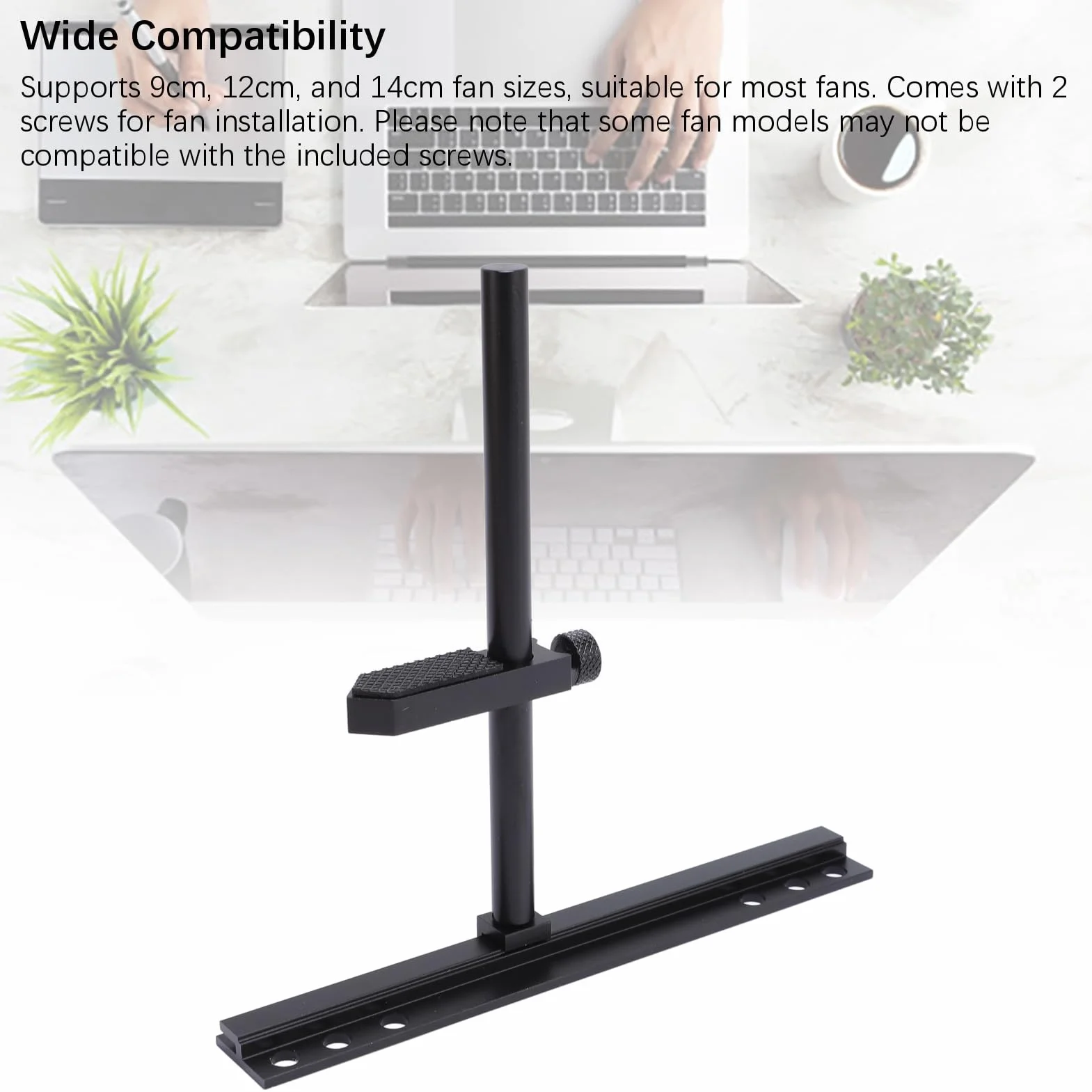 ASHATA Supporto GPU per Scheda Grafica - Supporto Regolabile per Scheda Video, Supporto per GPU in Lega di Alluminio, Ventola da 9 cm, 12 cm, 14 cm, per Case ITX MATX ATX (Nero)