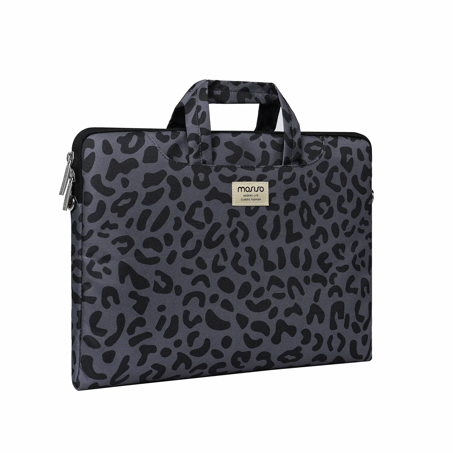 MOSISO Laptop Borsa a Tracolla 15-15,6 Notebook Compatibile con MacBook Air 15 M3 A3114 M2 A2941 2023/Pro 16 2024-2019 M2 A2780 M1 A2485 A2141/Pro 15,Leopardo Grano Custodia per Valigetta con Cintura