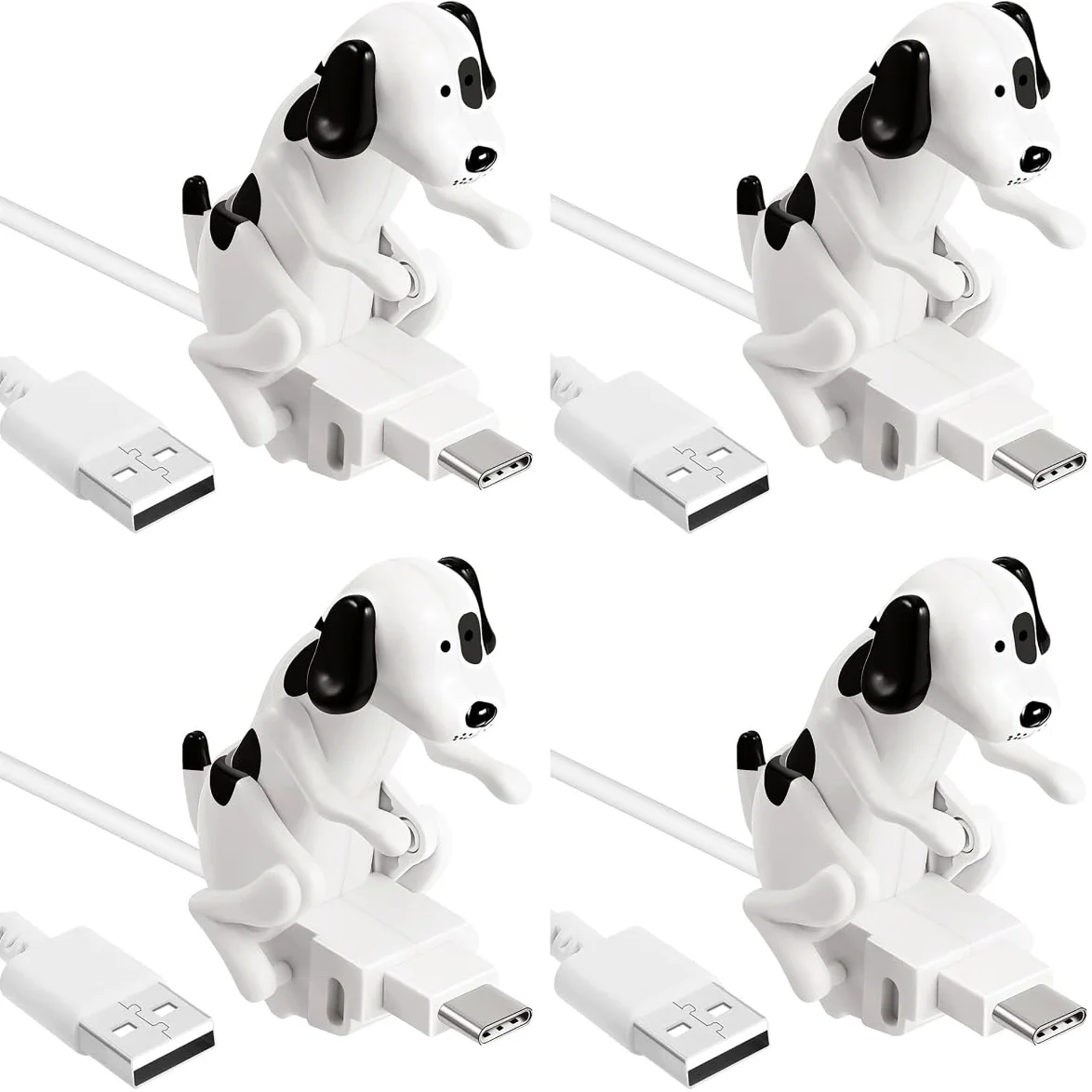 DOITOOL 4pcs Tipo-c Cavo di Ricarica Divertente Cane Linea di Ricarica Del Telefono Mobile Durevole Cavo Dati USB