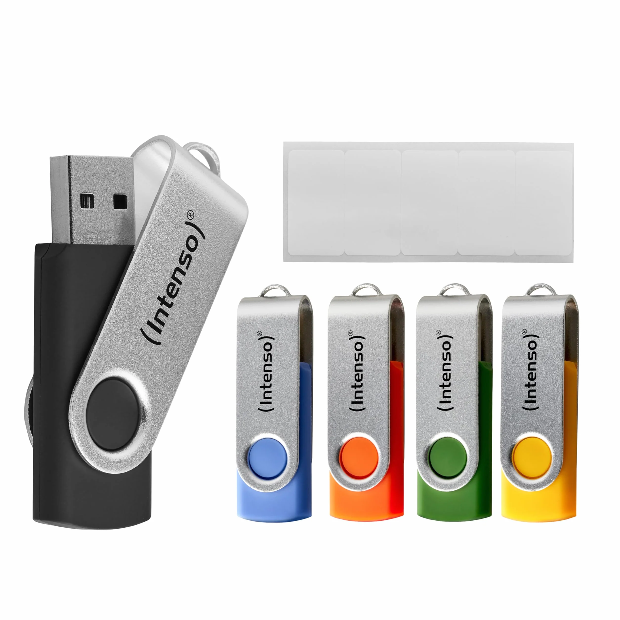Intenso Office Line USB Stick 5 X 64 GB | Super Speed USB-A 3.2 Memory Stick fino a 70 MB/s | 5 colori con staffa in metallo ed etichette per scrivere