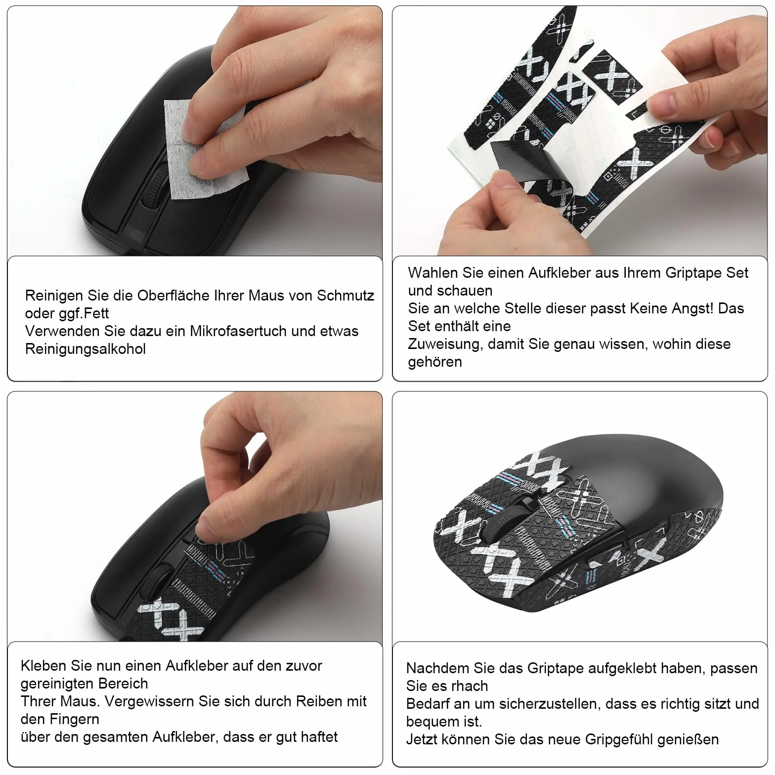 HENGBIRD Grip Tape Mouse Logitech G Pro X Superlight 2 – Nastro Antiscivolo Ultra Sottile Anti Sudore Autoadesivo – 2 Set Nero & Nero-Oro, Accessori Gaming per Logitech G Pro Superlight 1/2
