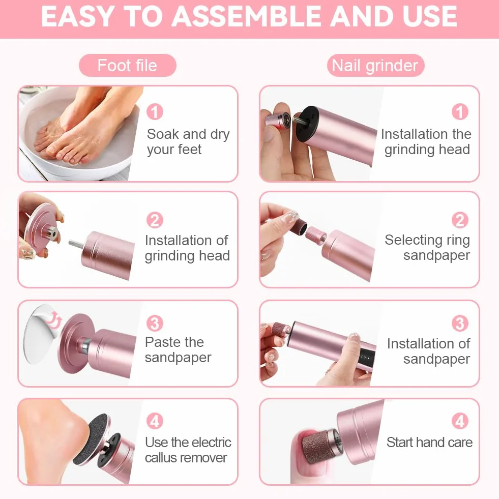 ACWOO Pedicure Elettrico Professionale Piedi, Lima Elettrica Velocità Regolabile, Set Rimozione Calli Ricaricabile