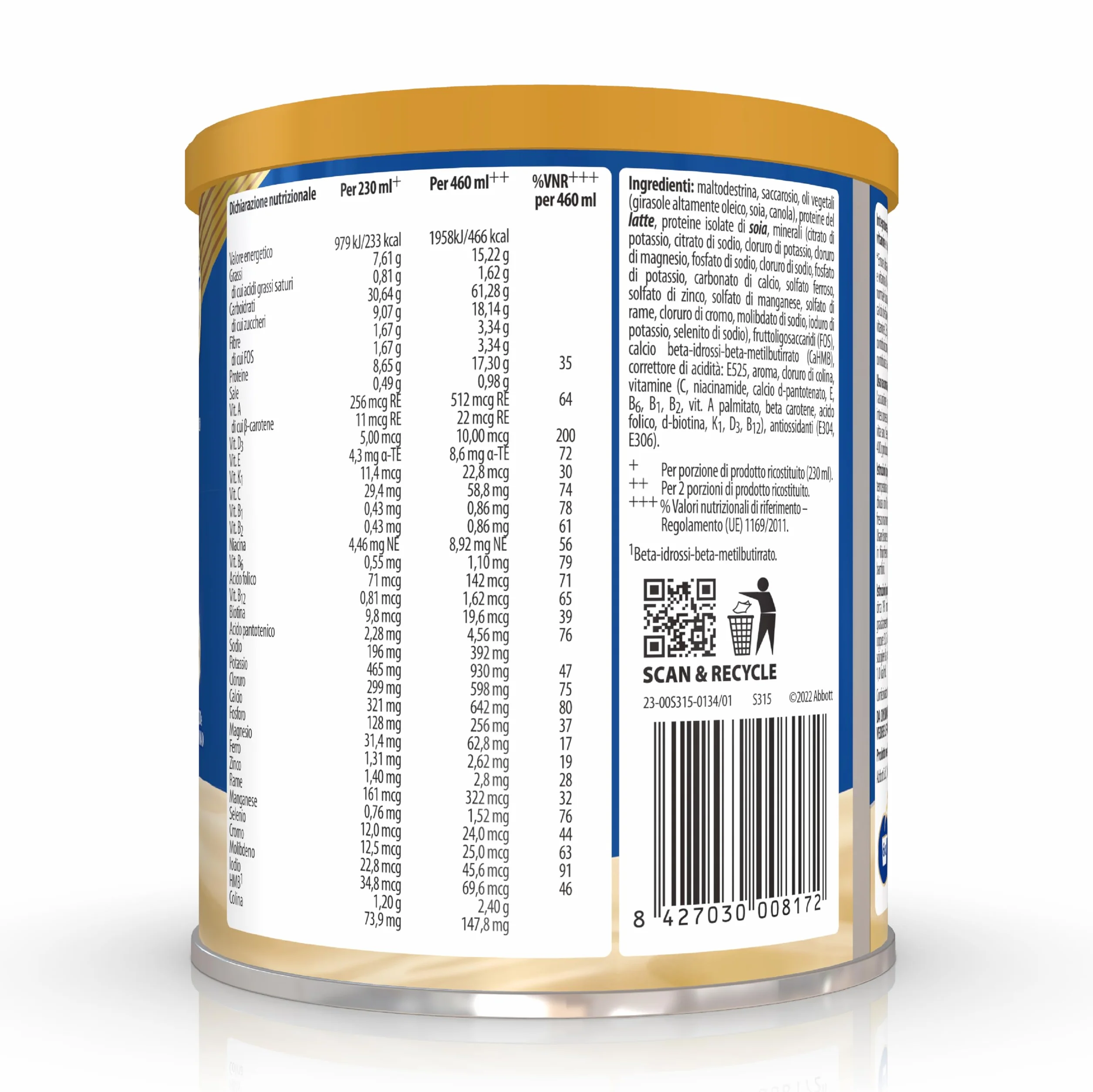Ensure Advance Integratore Alimentare Proteico in Polvere 400g Gusto Vaniglia 27 Vitamine Minerali Proteine Calcio HMB