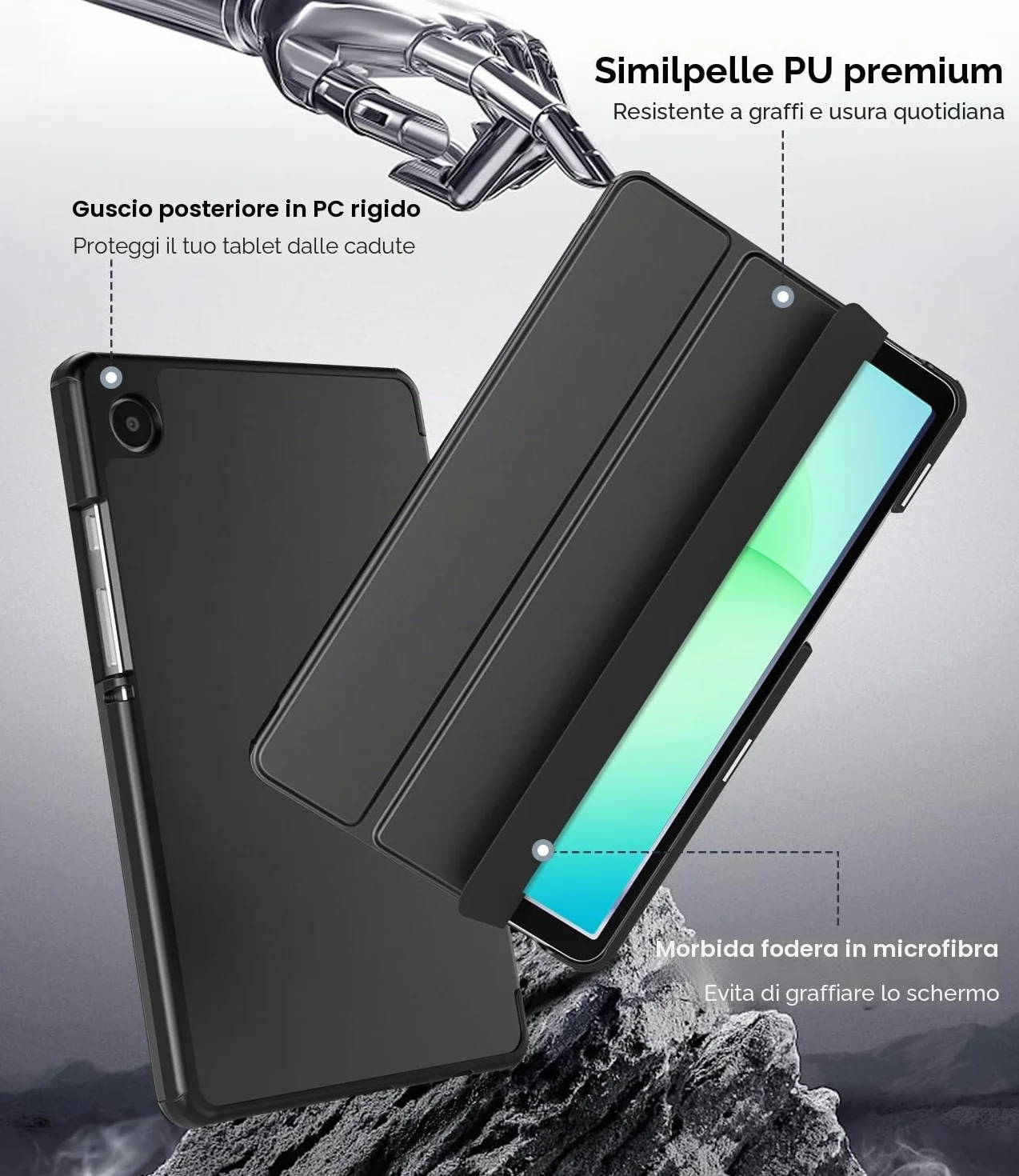 TiMOVO Cover Protettiva Samsung Galaxy Tab A11/A9 8,7 Pollici 2025/2023, Guscio Posteriore Rigido, Nero