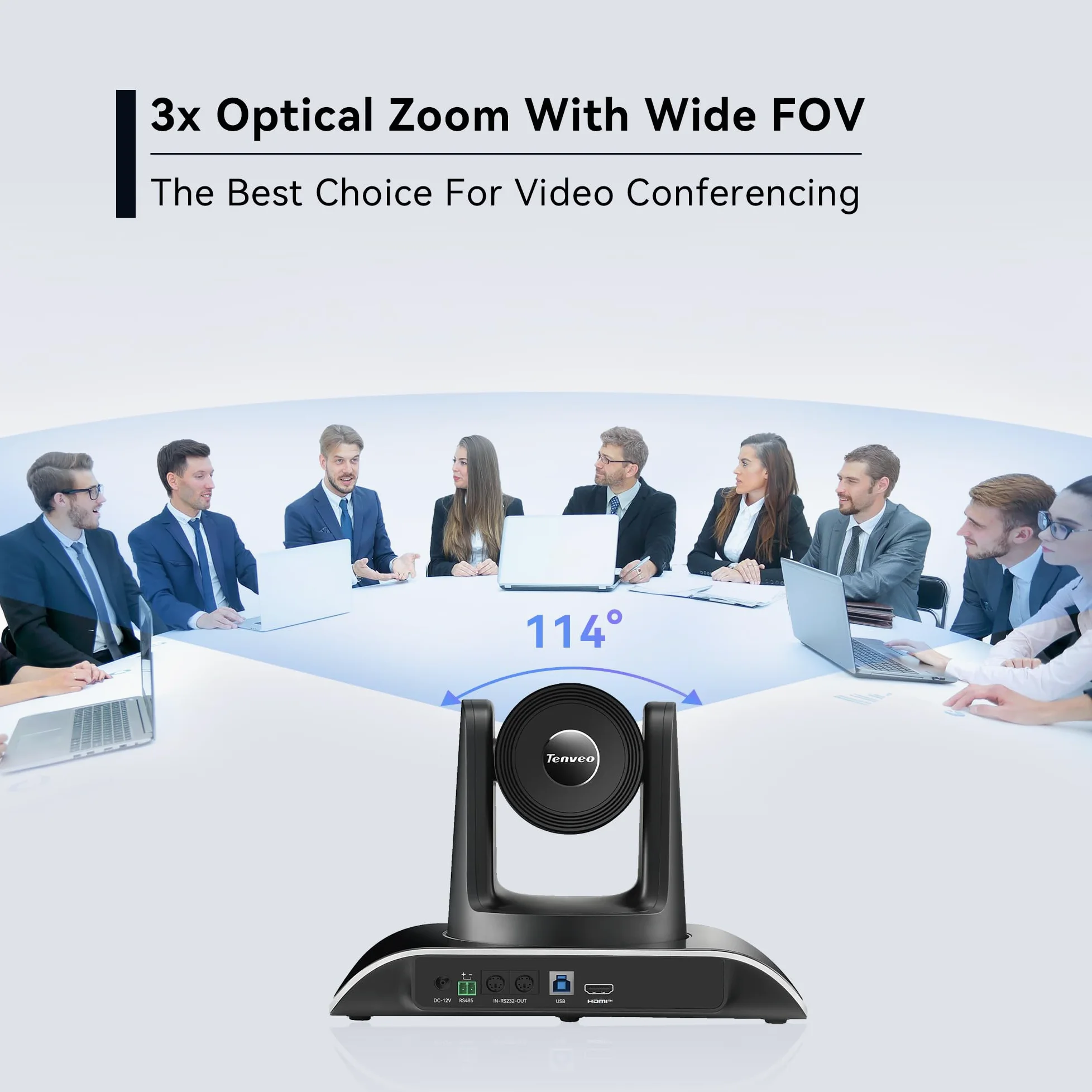 Tenveo 3X Zoom Ottico Sistema di Telecamere per Conferenze con Altoparlante Bluetooth AI Tracking USB3.0/HDMI PTZ Camera 1080P 60FPS Videoconferenza per Riunioni Chiesa Medicina Teams Zoom OBS
