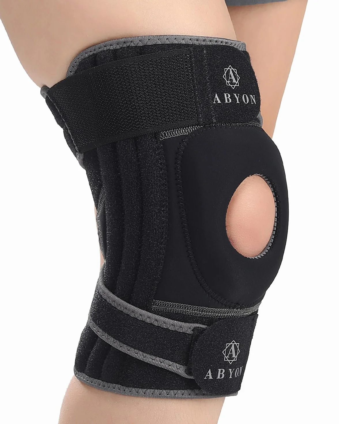 ABYON ELITE Ginocchiera Regolabile Antiscivolo con Stabilizzatori Laterali per Dolore Artrite LCA Menisco