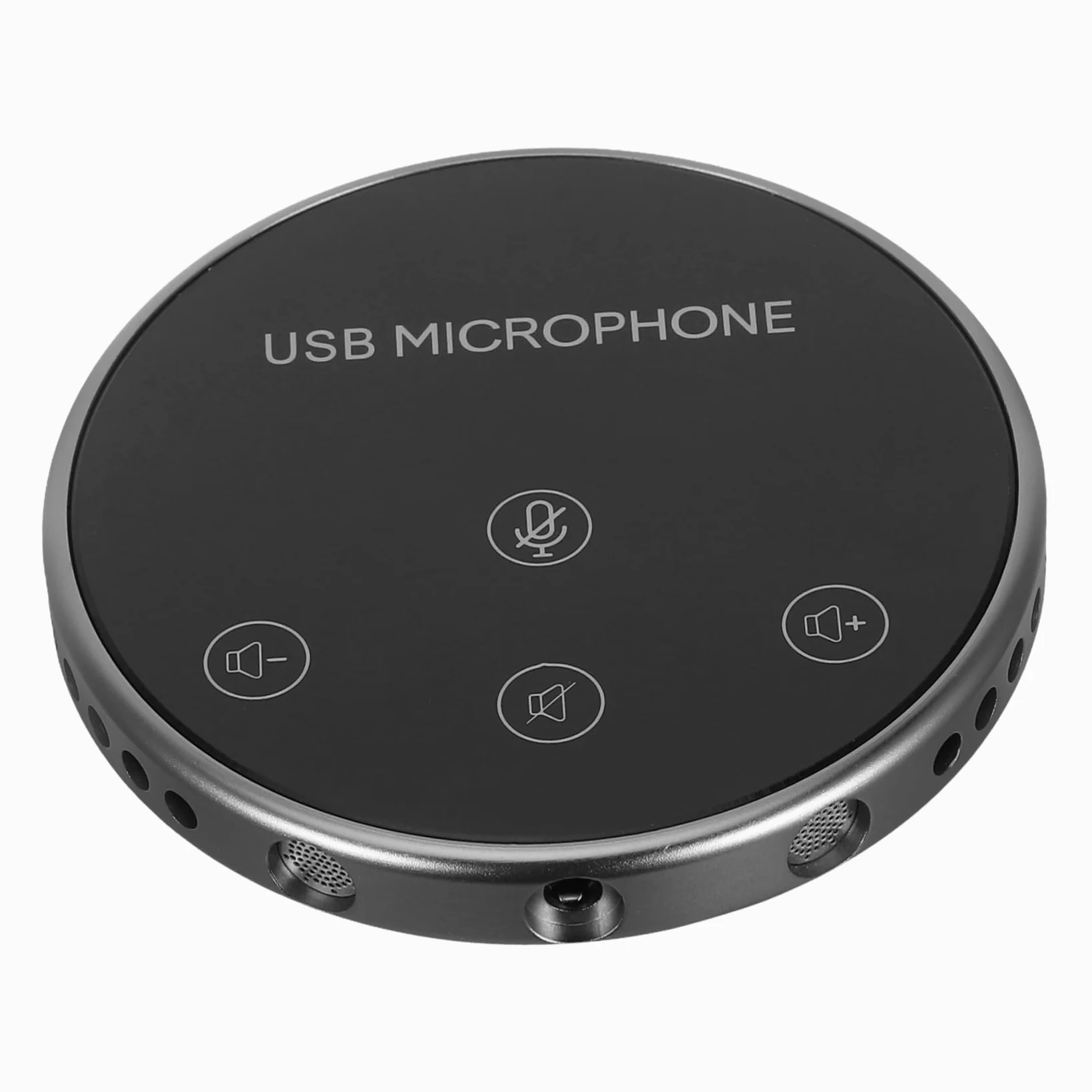 HOMSFOU Microfono Omnidirezionale USB 360° per Conferenza, Nero | Lega di Alluminio, per Notebook e Pc, Chat Vocale Gaming e Live Streaming, Uso Semplice