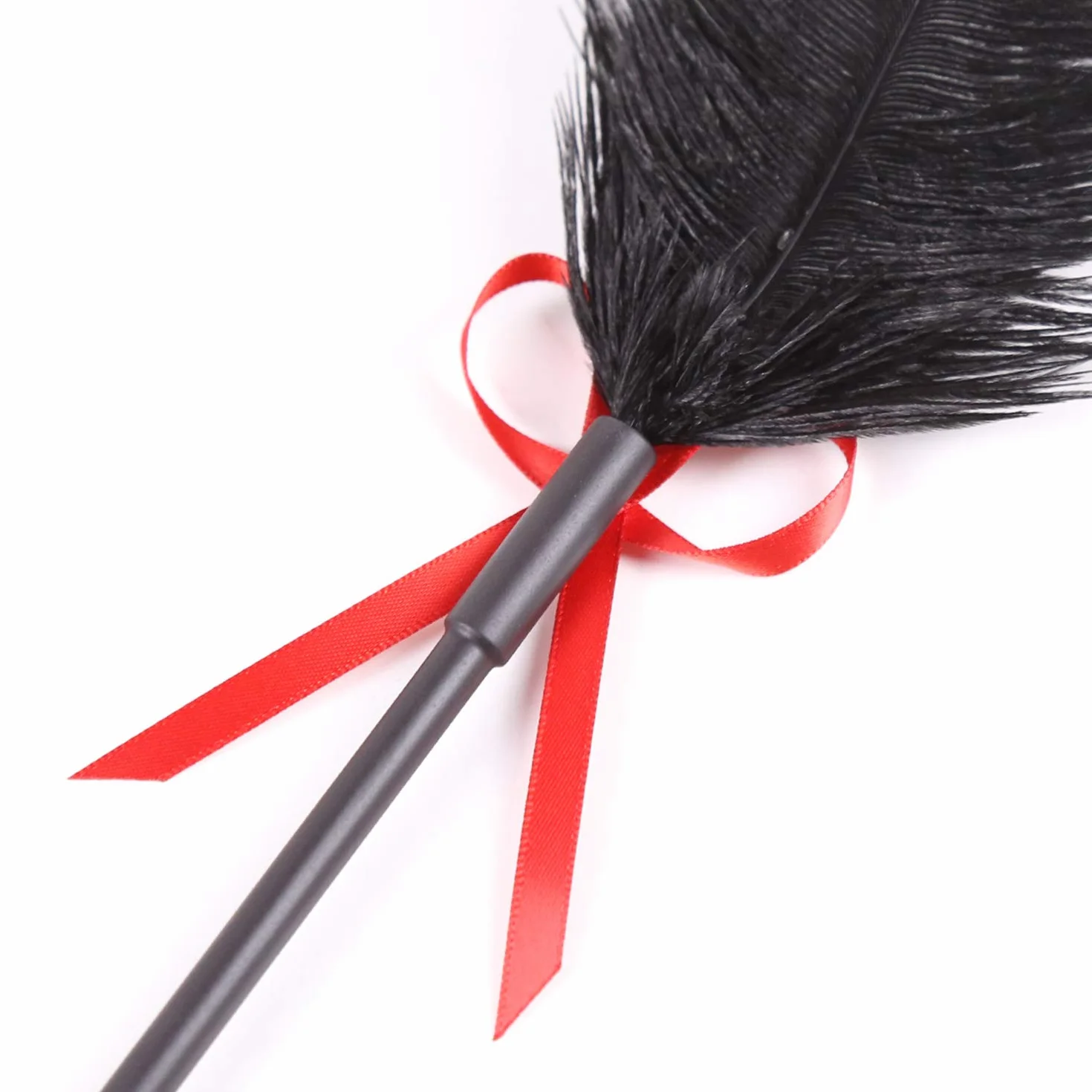 Frusta Piume Erotica 35cm Manico Pelle Spanking Paddle BDSM Sex Toys
