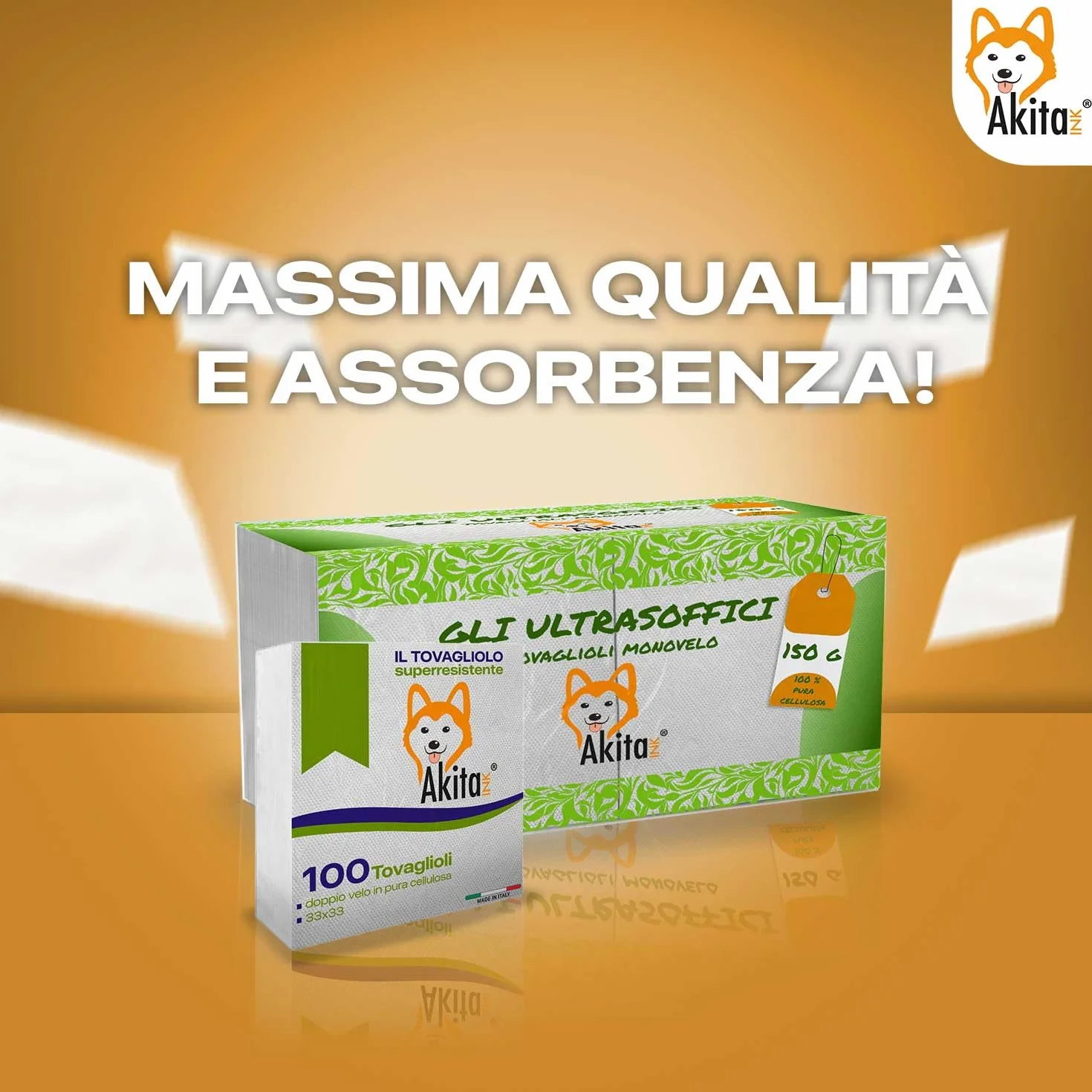 Tovaglioli doppio velo 1000, 10 Confezioni da 100, Pura Cellulosa Certificata FSC, Made in Italy