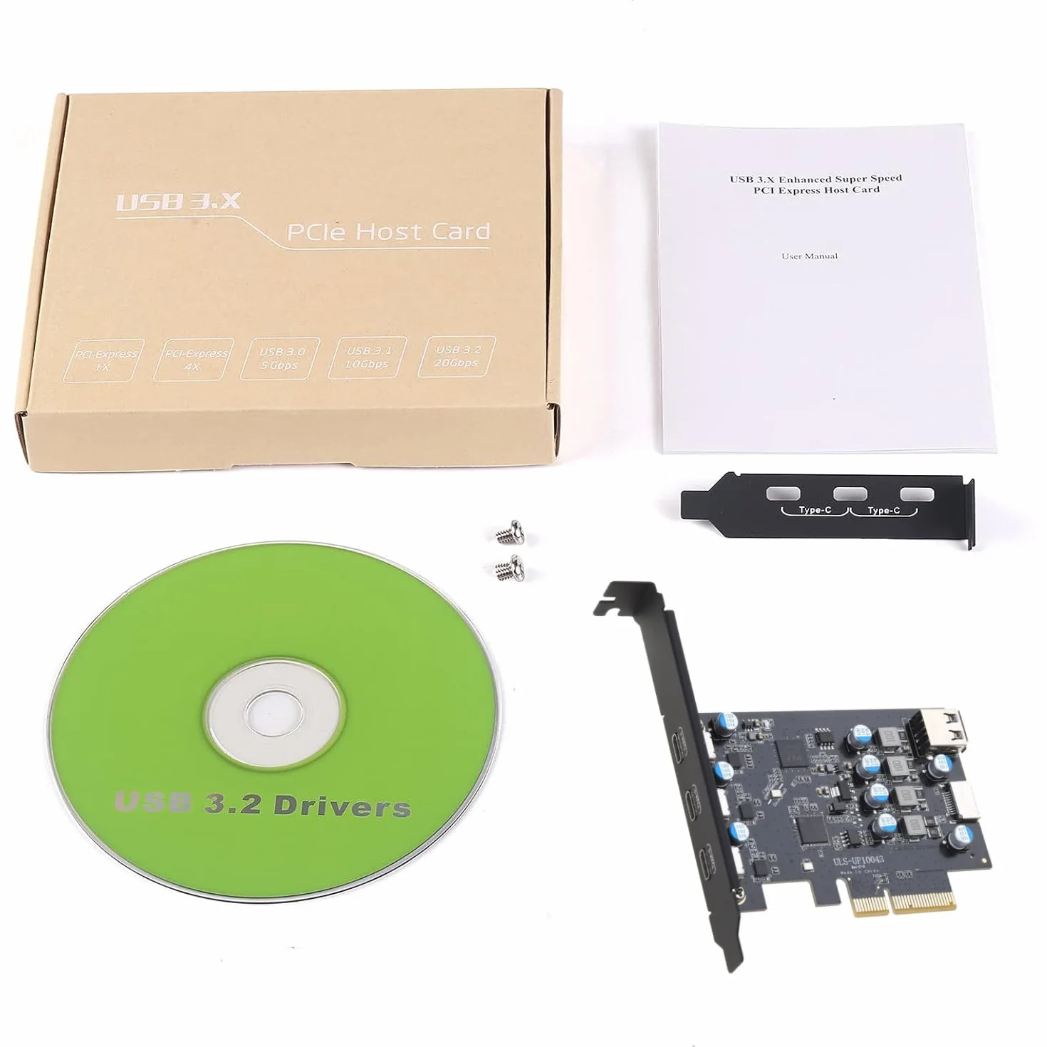 Scheda di espansione PCIe 5 porte, USB 3.2 gen2 10Gpbs Card con 3 porte Type C e 2 interne (1x USB 2.0, 1x Type E) Scheda PCI Express a USB per PC Desktop