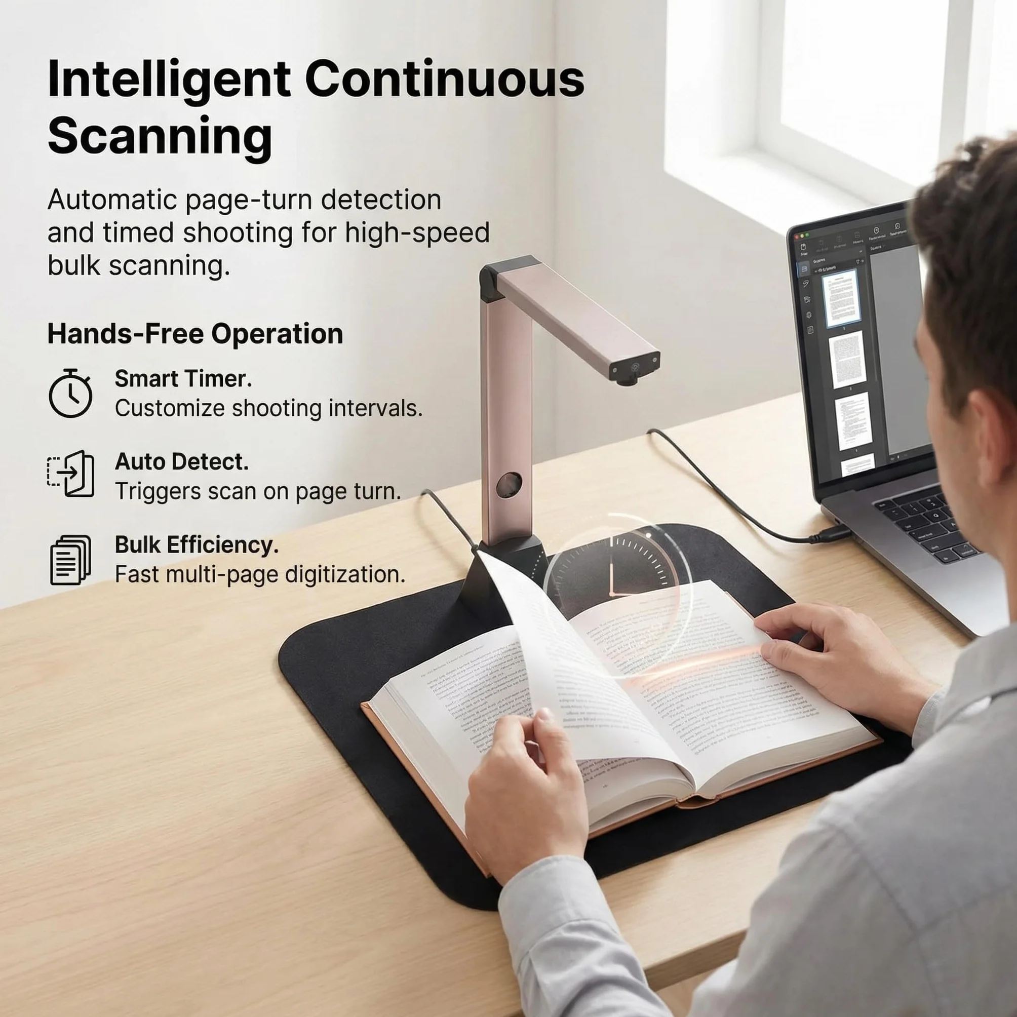 Scanner Documenti Portatile A3 13MP Alta Definizione Scansione Multi-Formato con OCR 130 Lingue USB per Casa Ufficio