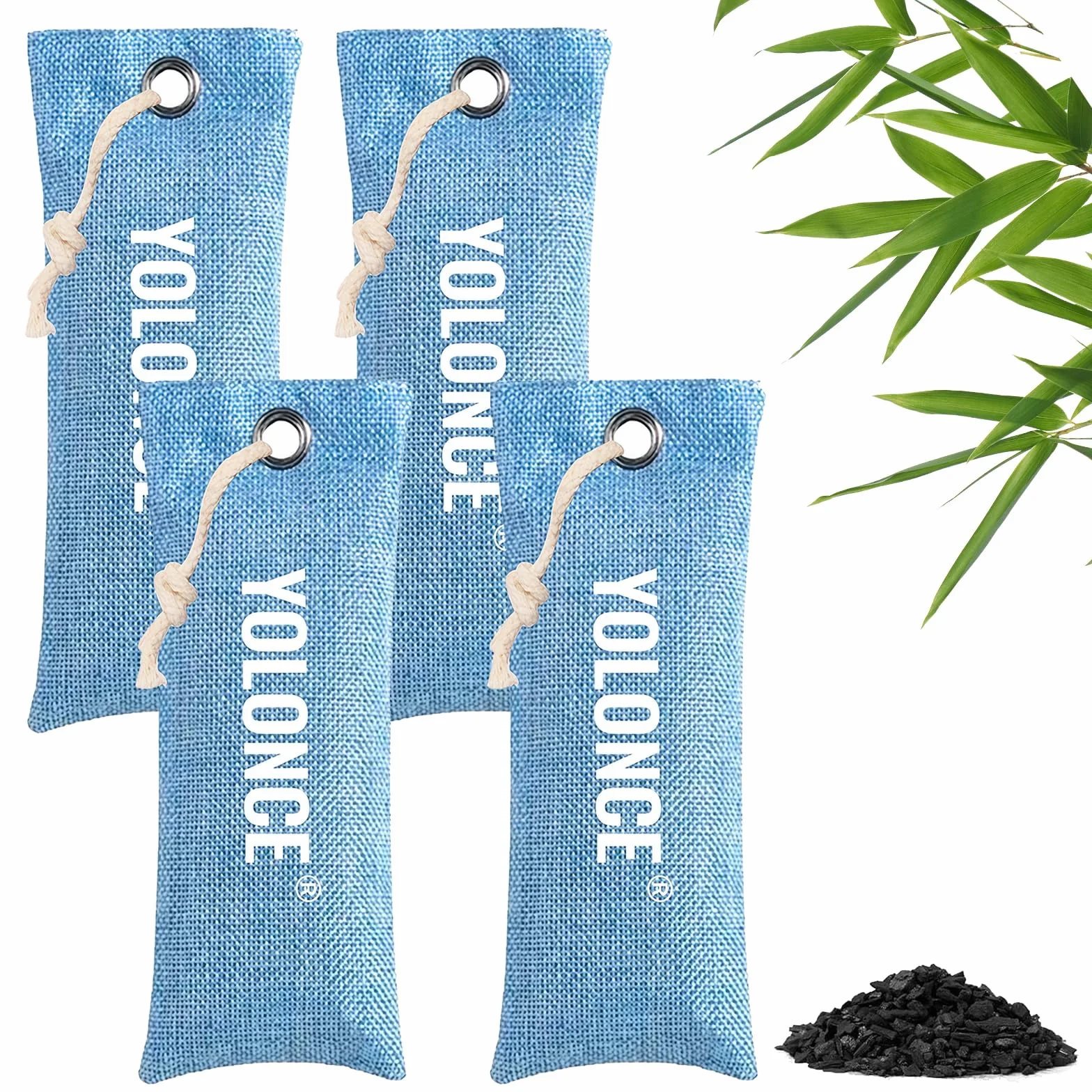 Sacchetto Deodorante Carbone Attivo Bambù 4 Pezzi per Scarpe Sportive Lavoro Ginnastica Blu