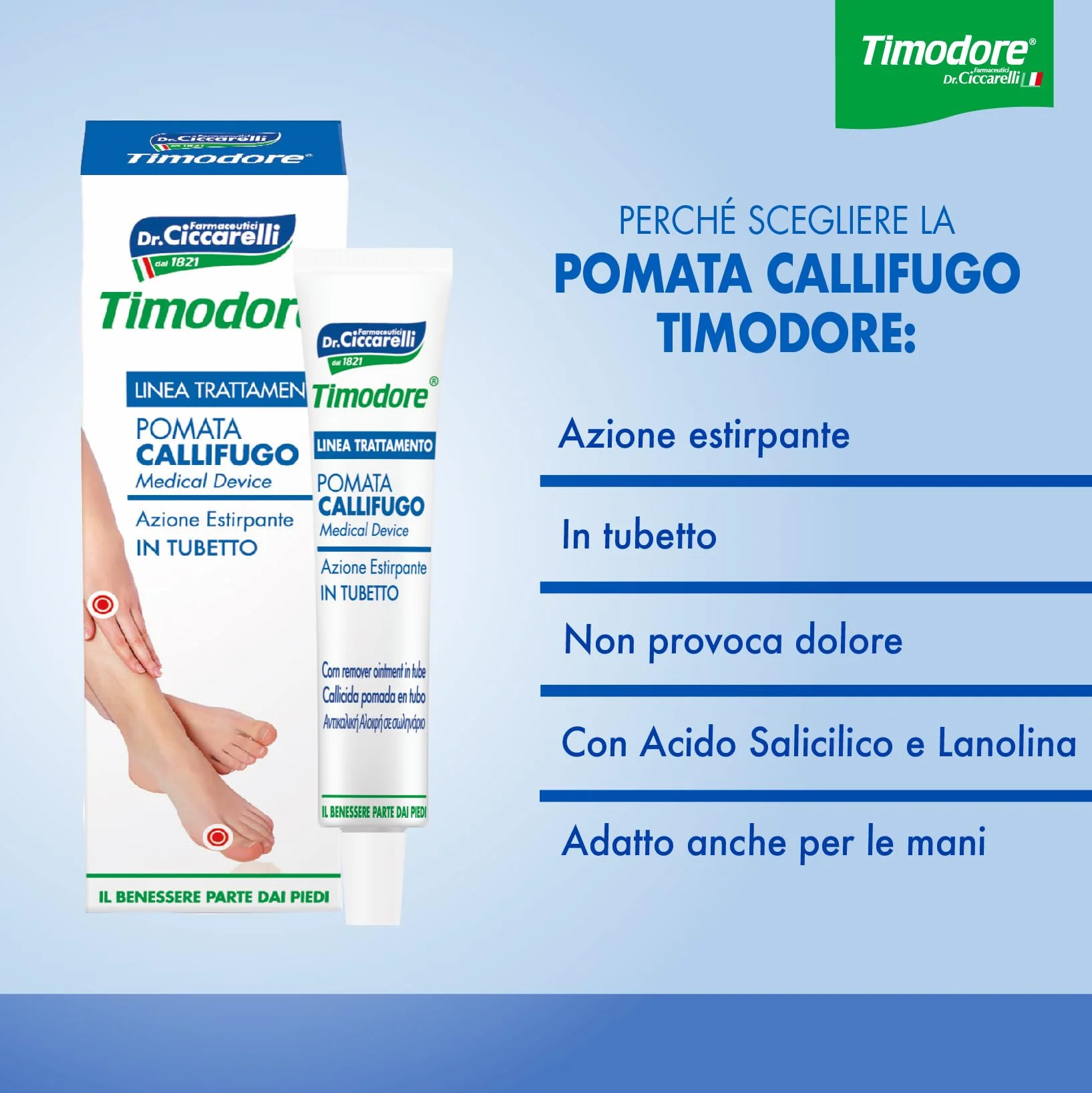 Callifugo Pomata 5 ml - Rimuovi Calli Mani e Piedi, Made in Italy, Dermatologicamente Testato